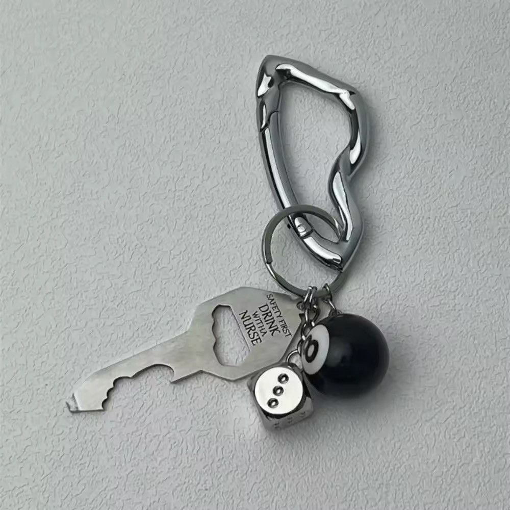 Jewelry Dice Pool Ball Key Chain in Silver, Men's