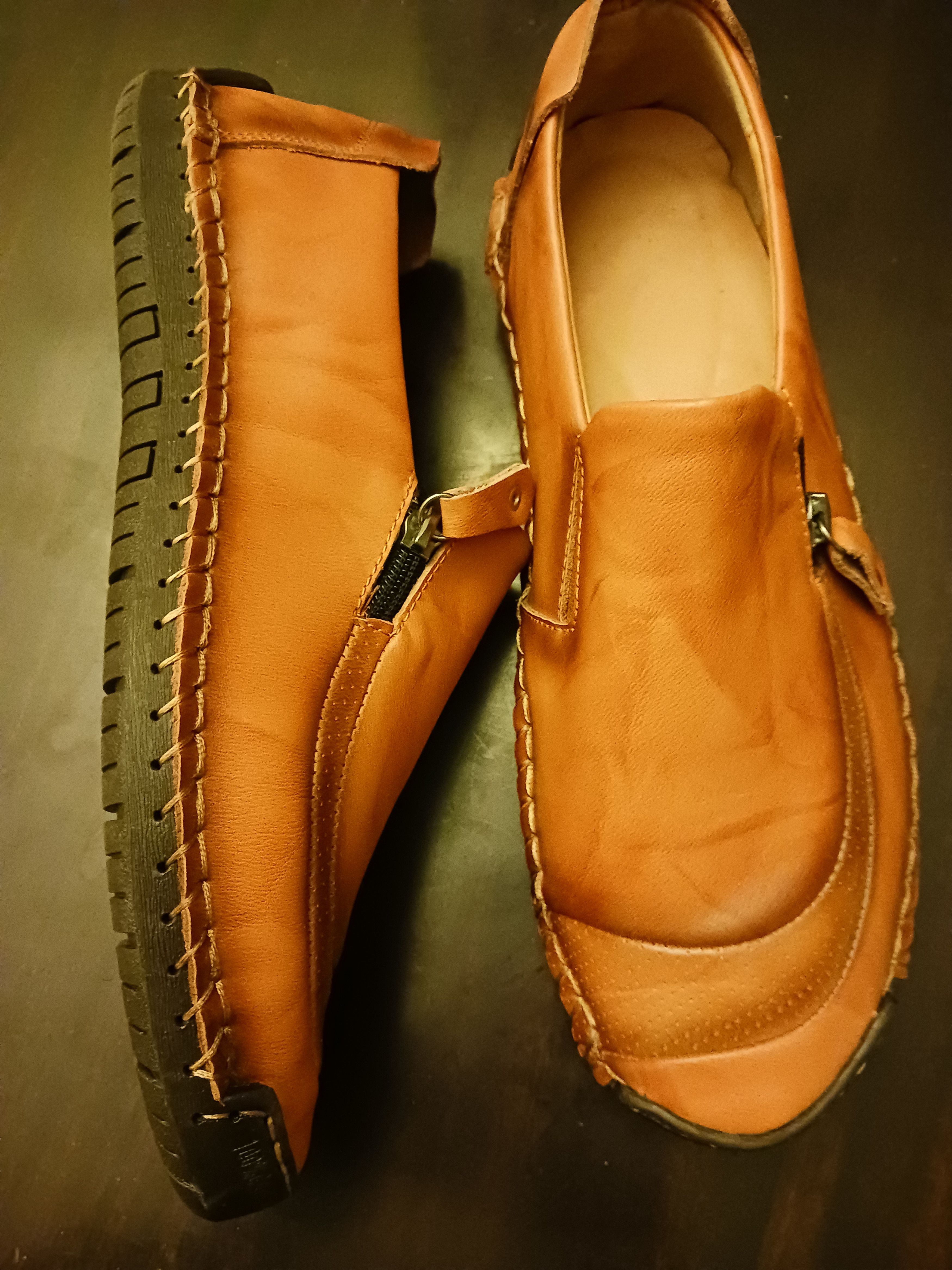 Other CAOUTCHOUC Sewn Brown Leather Slip On Sport Shoe Size US 13 / EU 46 - 2 Thumbnail