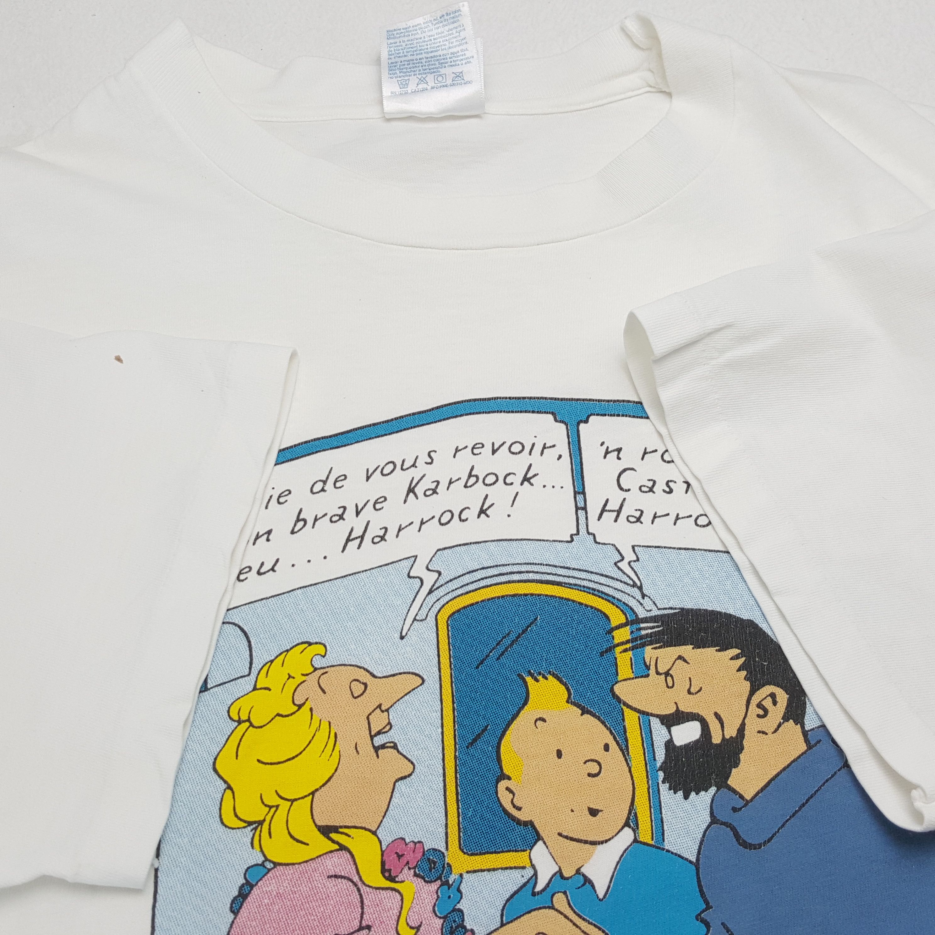 Vintage THE ADVENTURES OF TINTIN Cartoon Tshirt Size US XL / EU 56 / 4 - 5 Thumbnail