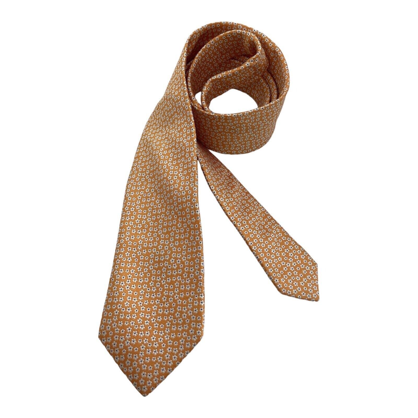 Breuer BREUER ORANGE Flower Print Luxury Silk Tie Hand Made Italy W Size ONE SIZE - 1 Thumbnail