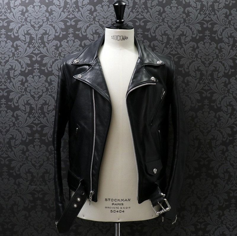 image of Chrome Hearts Jj Dean Leather Jacket in Black, Men's (Size Small)
