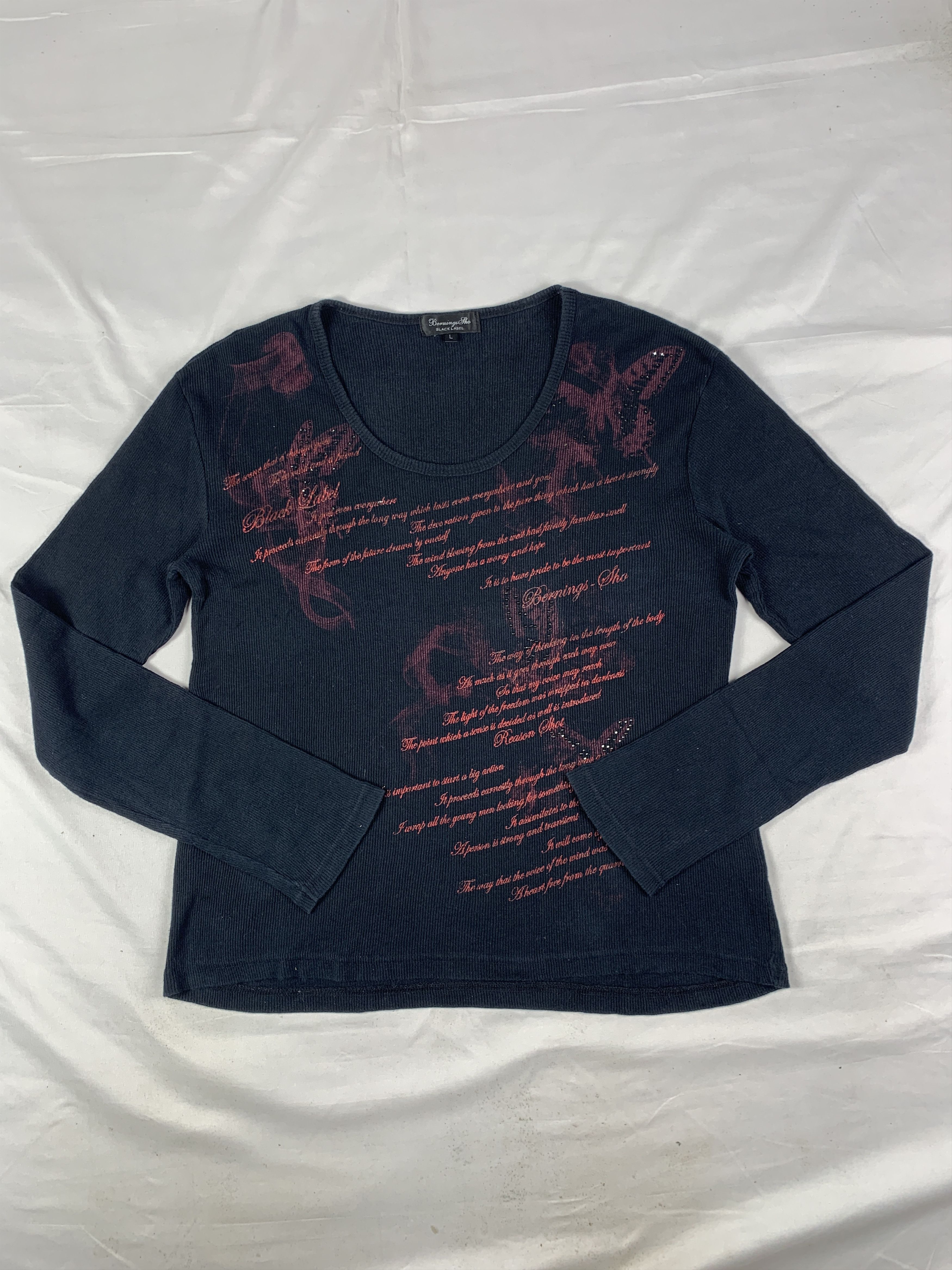 BERNINGS SHO Berning Sho Black Smokey Poem Tee (L) Size L / US 10 / IT 46 - 1 Thumbnail