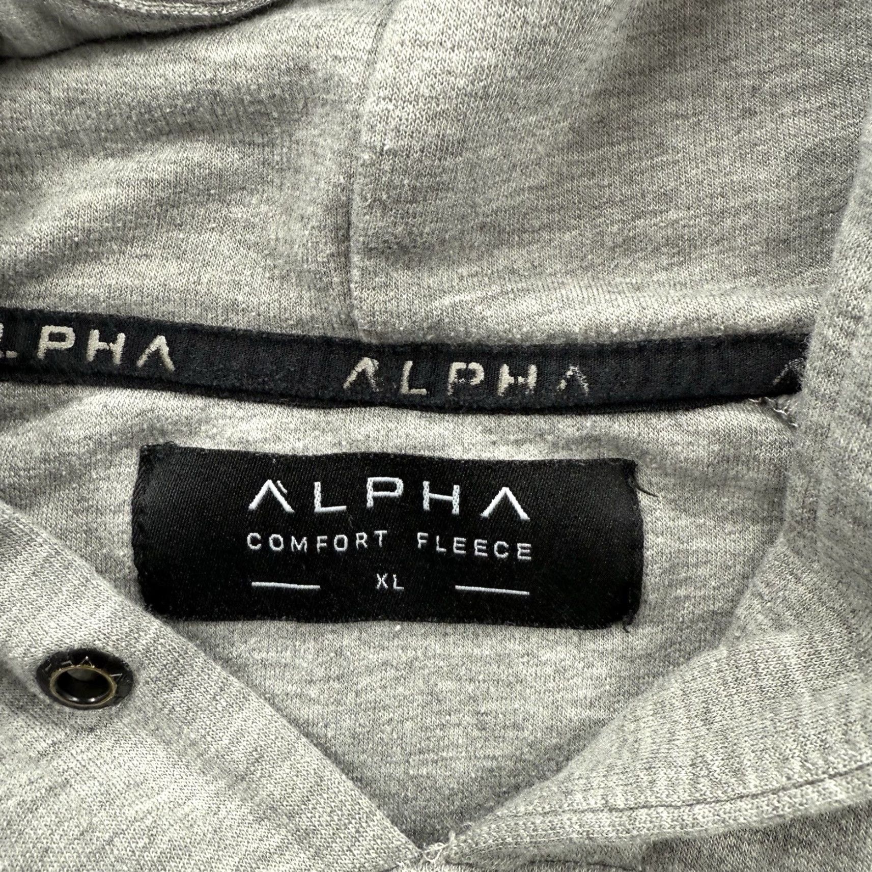 Vintage Alpha Hoodie Men XL Gray Cotton Comfort Fleece Gym Outdoor All Seasons Hooded Pockets Size US XL / EU 56 / 4 - 3 Thumbnail