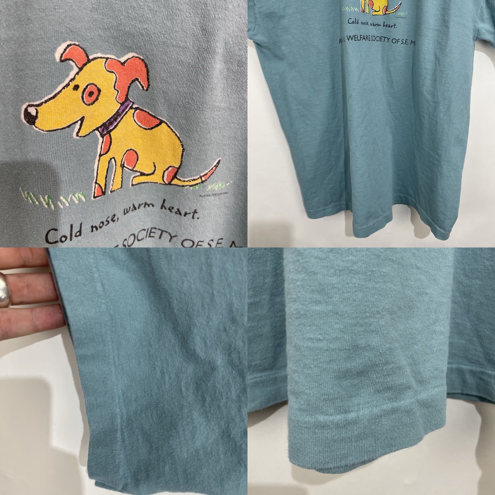 Fruit Of The Loom VINTAGE Fruit of the Loom T-Shirt Dog 90s Teal Blue XL Crew Neck Graphic Tee Mens Size US XL / EU 56 / 4 - 8 Thumbnail
