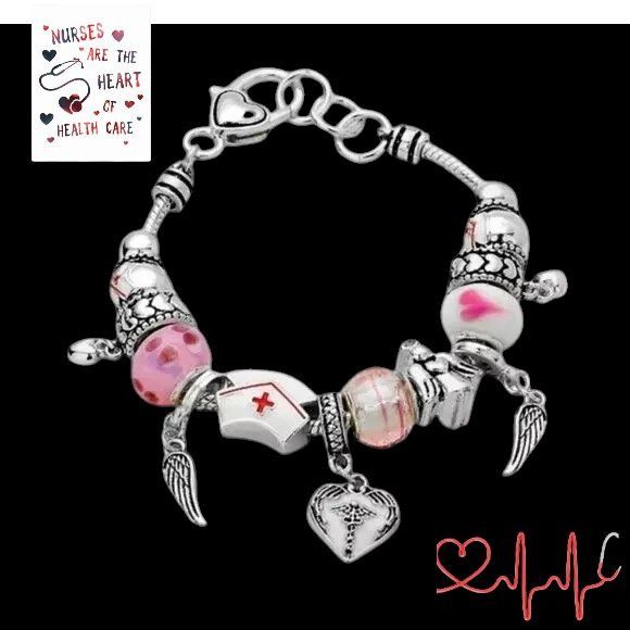 Handmade Nurse Charm Bracelet New Frontline Heroes Angels New RN LPN Size ONE SIZE - 3 Thumbnail