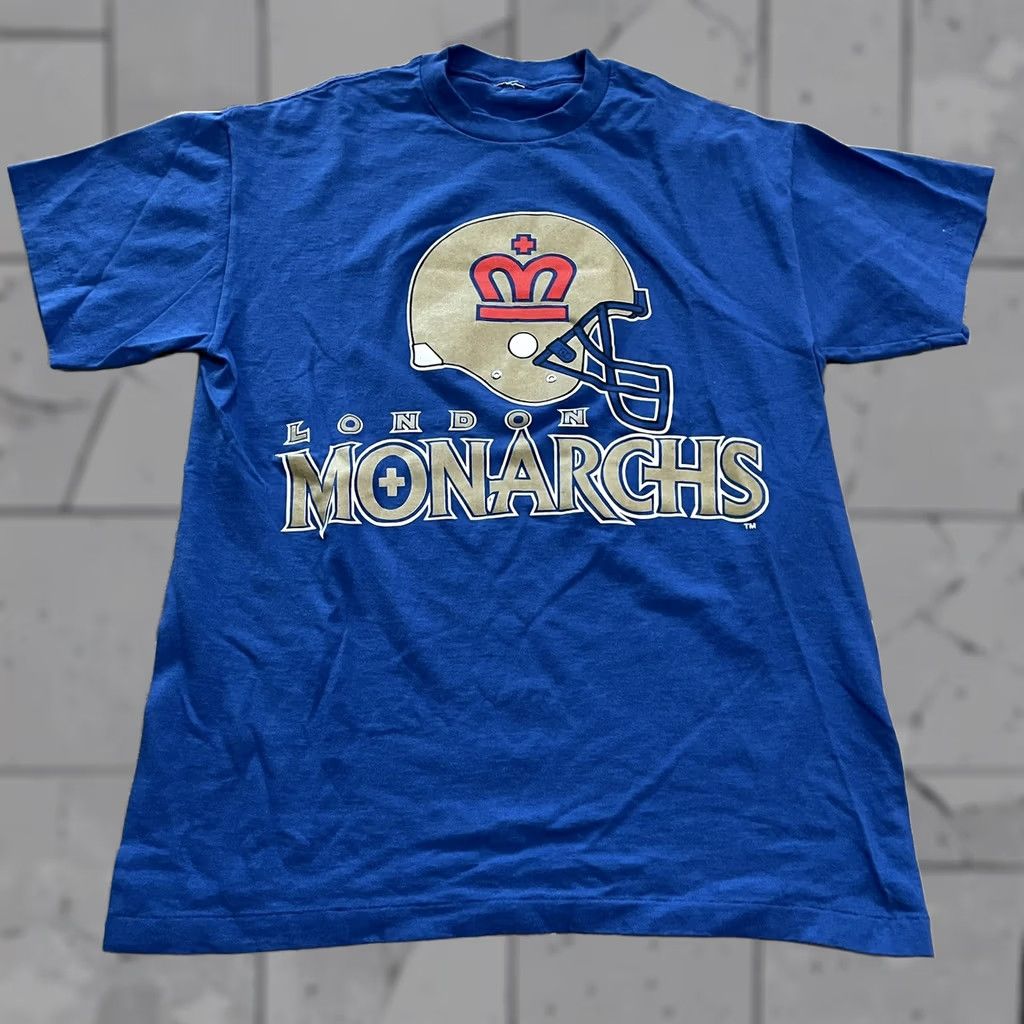 Vintage VINTAGE London Monarchs Football Team Blue Single Stitch Graphic Tee Mens Size M Size US M / EU 48-50 / 2 - 1 Thumbnail
