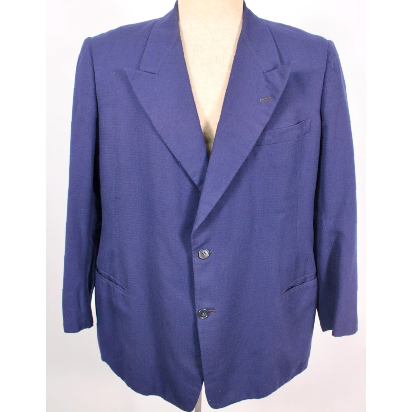 Vintage VINTAGE Mens KC Custom Garmet Co. 1950s Suit - 2 PC Dark Blue Wool Mens M Blue 1950s Suit Mens, 1950s, Wool, JKPT? Size 40R - 4 Thumbnail