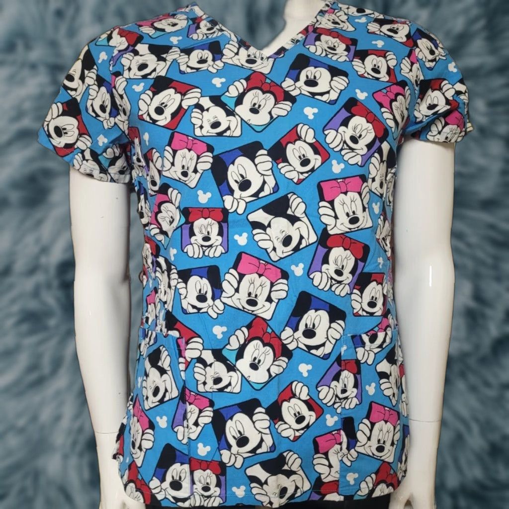 Disney Disney Minnie Mickey Mouse Scrub Top Shirt Size S Women Blue 100% Cotton Size US S / EU 44-46 / 1 - 1 Thumbnail