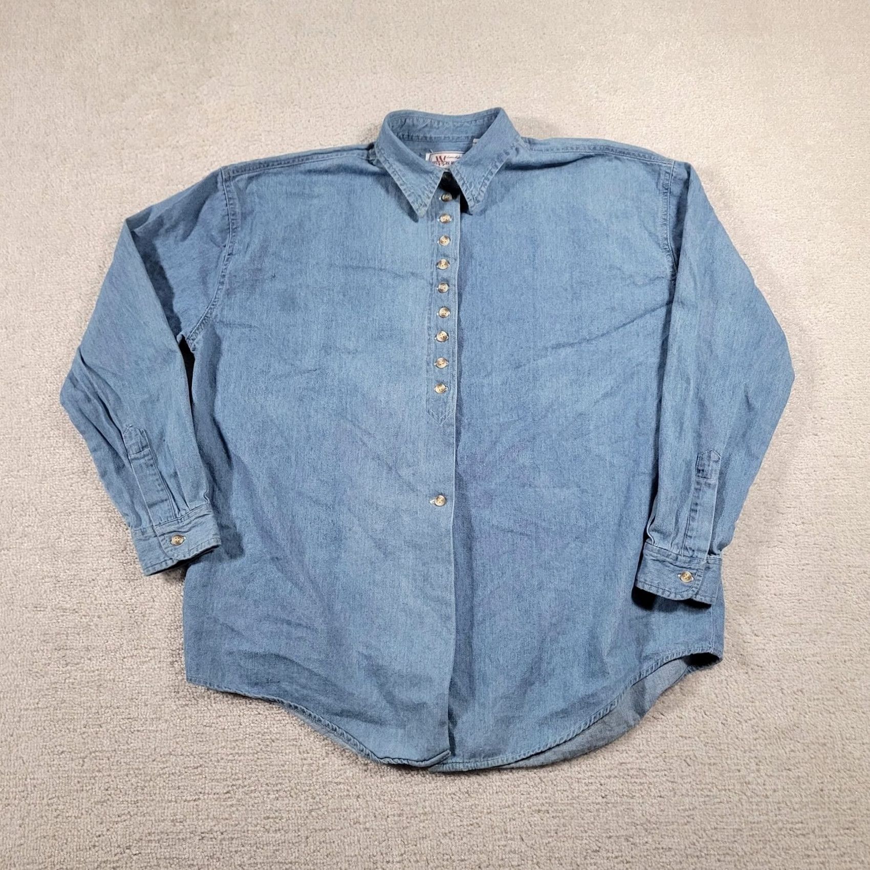 Vintage Weston Wear Shirt Womens Large Blue Denim Long Sleeve Button-Up Western 90s Size L / US 10 / IT 46 - 2 Thumbnail