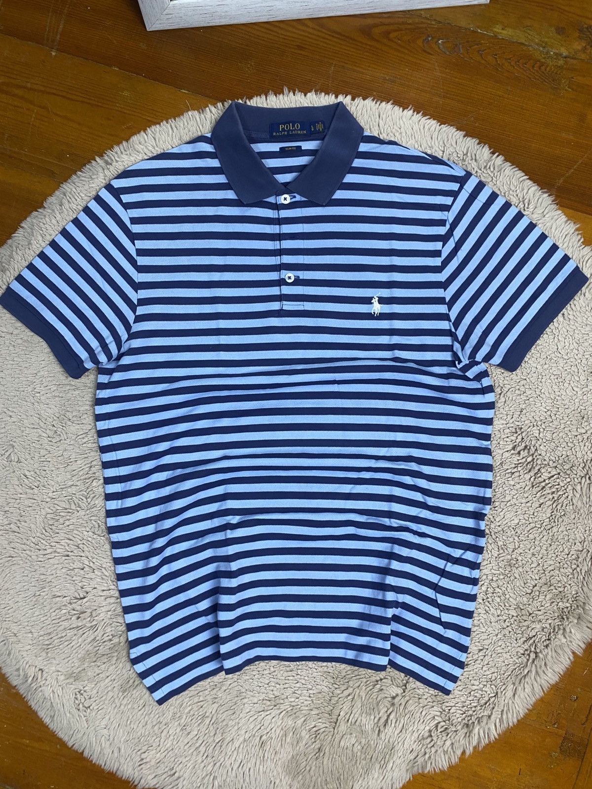 Polo Ralph Lauren Polo Ralph Lauren Men's White Striped Slim Fit Polo Shirt L Size US L / EU 52-54 / 3 - 1 Thumbnail