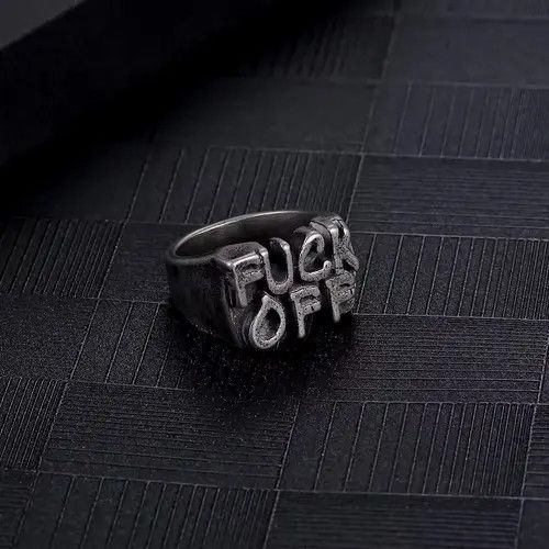 Jewelry Kizuki x Maria “Fuck You” Punk Stainless Steel Ring Size ONE SIZE - 1 Thumbnail