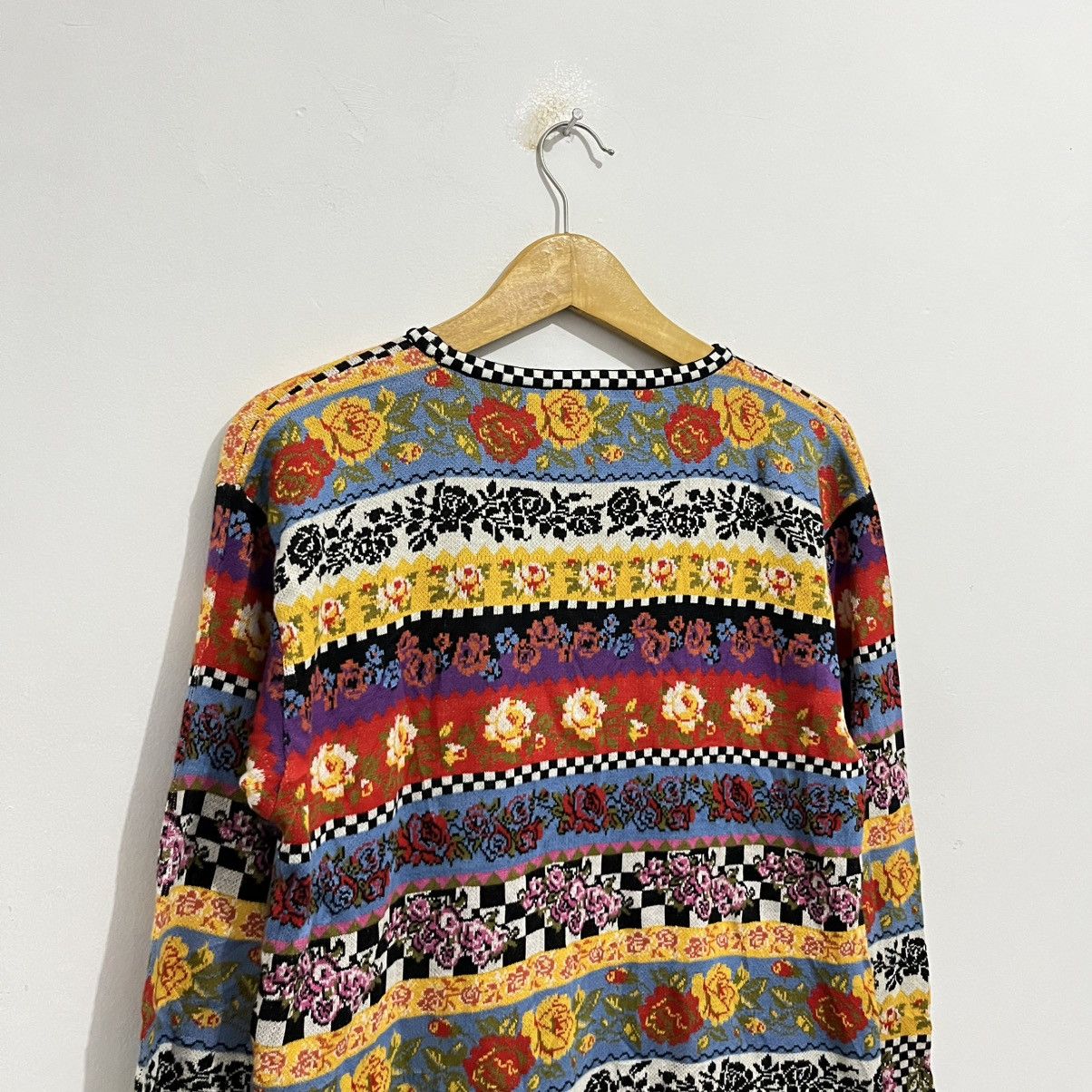 Kenzo Kenzo Vintage Floral Stripe Knit Sweater Size L / US 10 / IT 46 - 11 Thumbnail