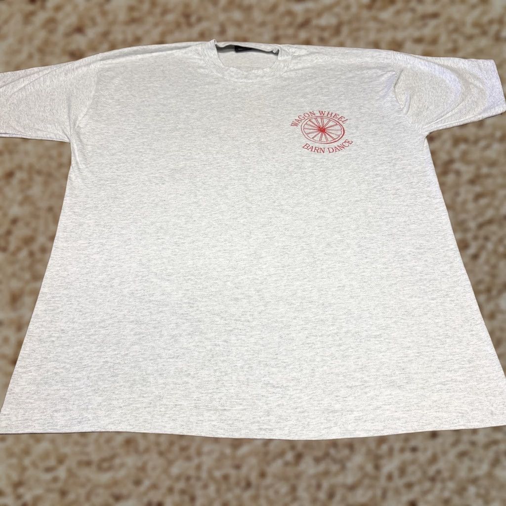 Fruit Of The Loom VINTAGE Fruit Of The Loom Shirt Mens XL Gray Wagon Wheel Barn Dance NC Tee 90s Size US XL / EU 56 / 4 - 1 Thumbnail