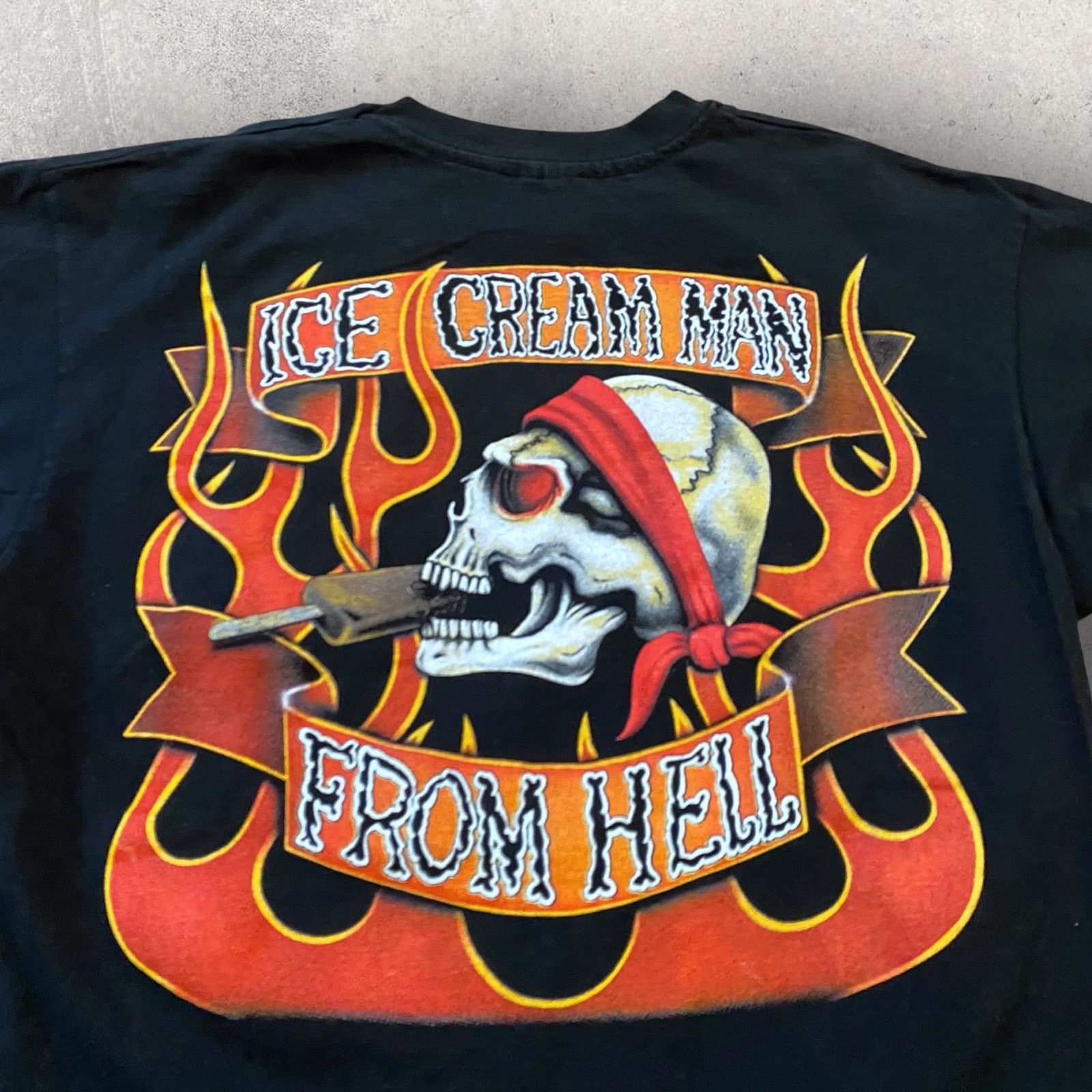 Anvil × Vintage Vintage Ice Cream Man From Hell Skull Flames Biker T Shirt Size US L / EU 52-54 / 3 - 4 Thumbnail