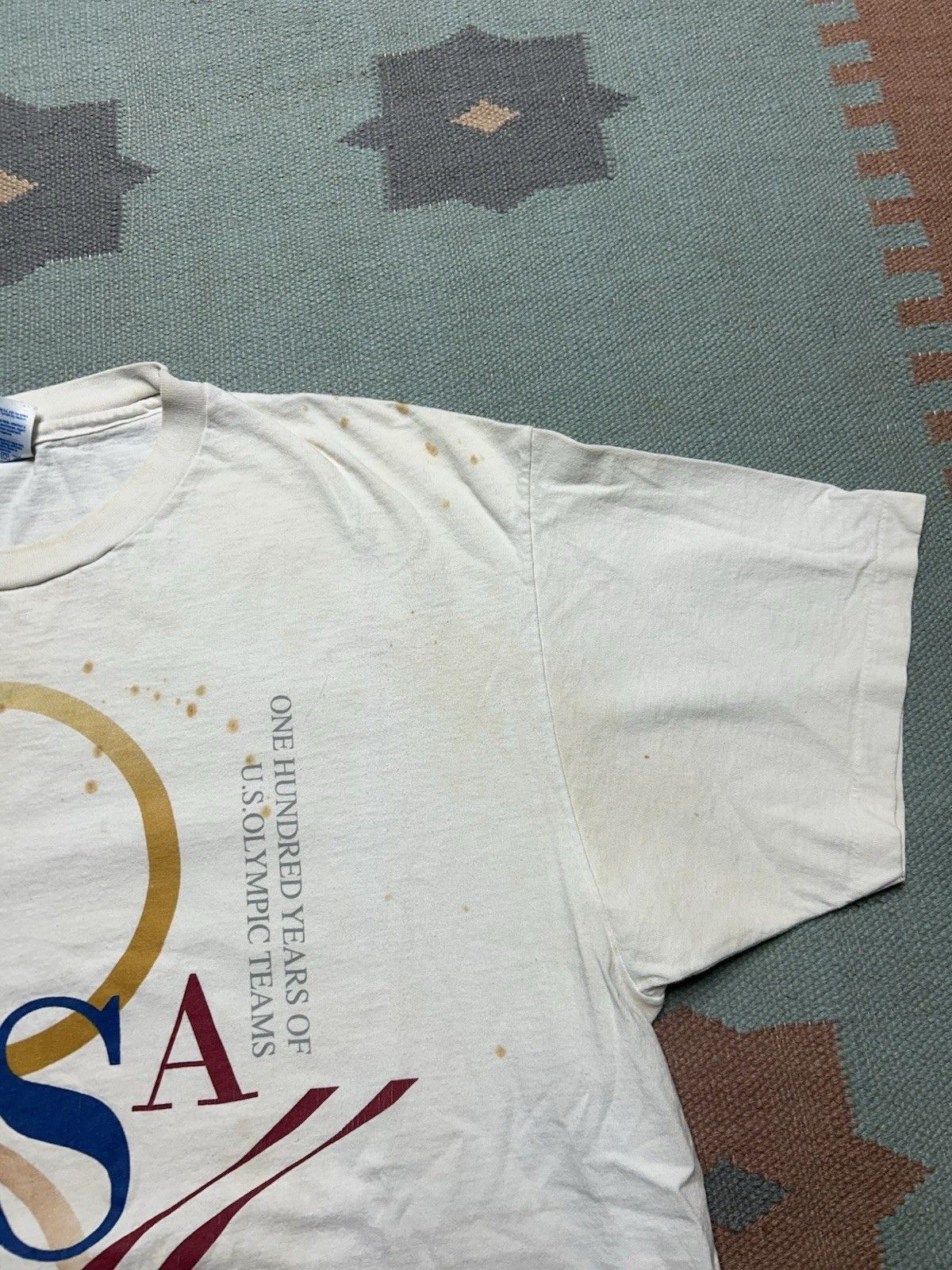 Vintage Vtg 90s t shirt USA Olympics 1996 100 years grunge Hanes XL Size US XL / EU 56 / 4 - 5 Thumbnail