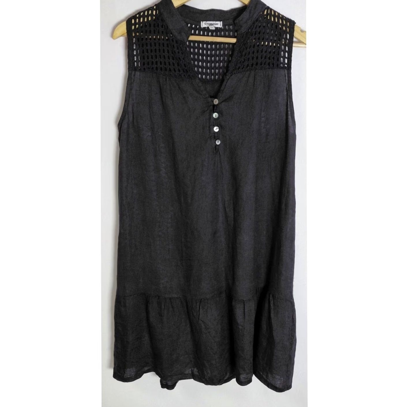 Vintage Rosemarine Dress M Black Sleeveless Collared Solid Women Made in Italy Size M / US 6-8 / IT 42-44 - 2 Thumbnail