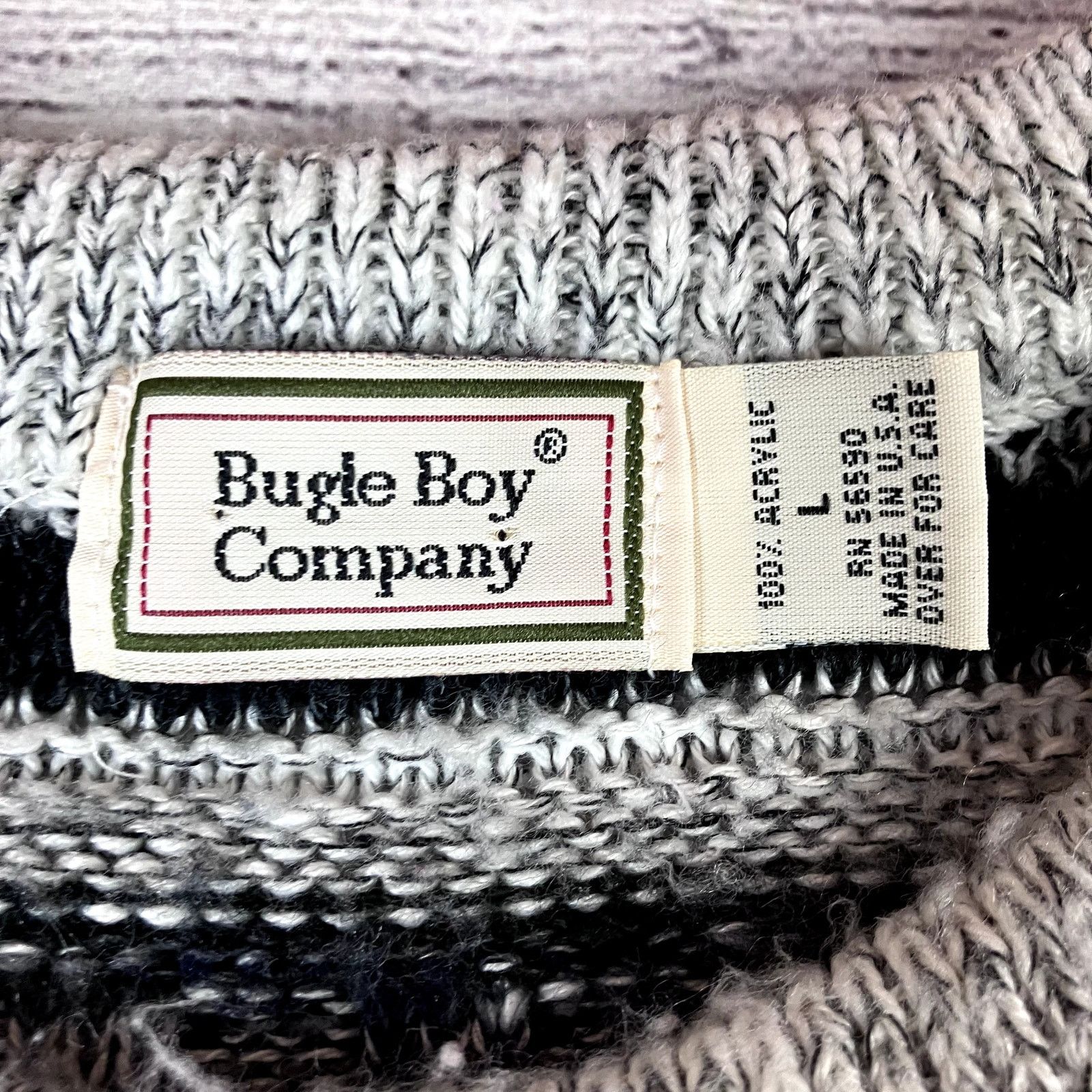 Bugle Boy × Vintage Vintage 1990s Bugle Boy Company Striped Sweater Size US L / EU 52-54 / 3 - 3 Thumbnail