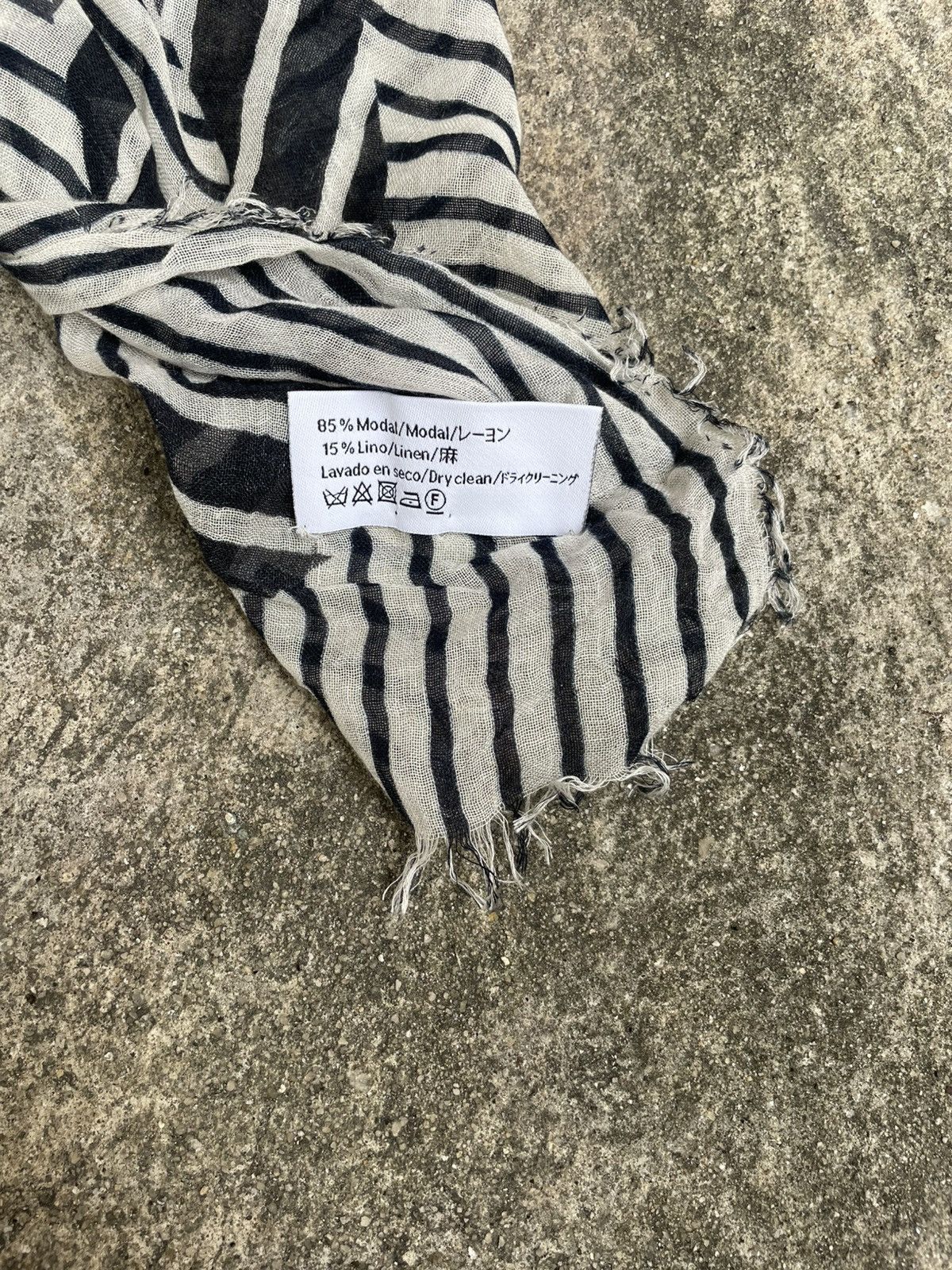 Loewe Loewe Linen Black and White Stripes Scarf Size ONE SIZE - 4 Thumbnail