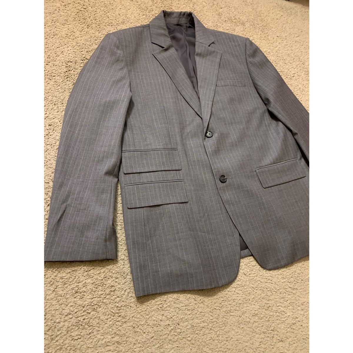 Helmut Lang HELMUT LANG OVERSIZED GRAY PINSTRIPES BLAZER Size 44L - 6 Thumbnail