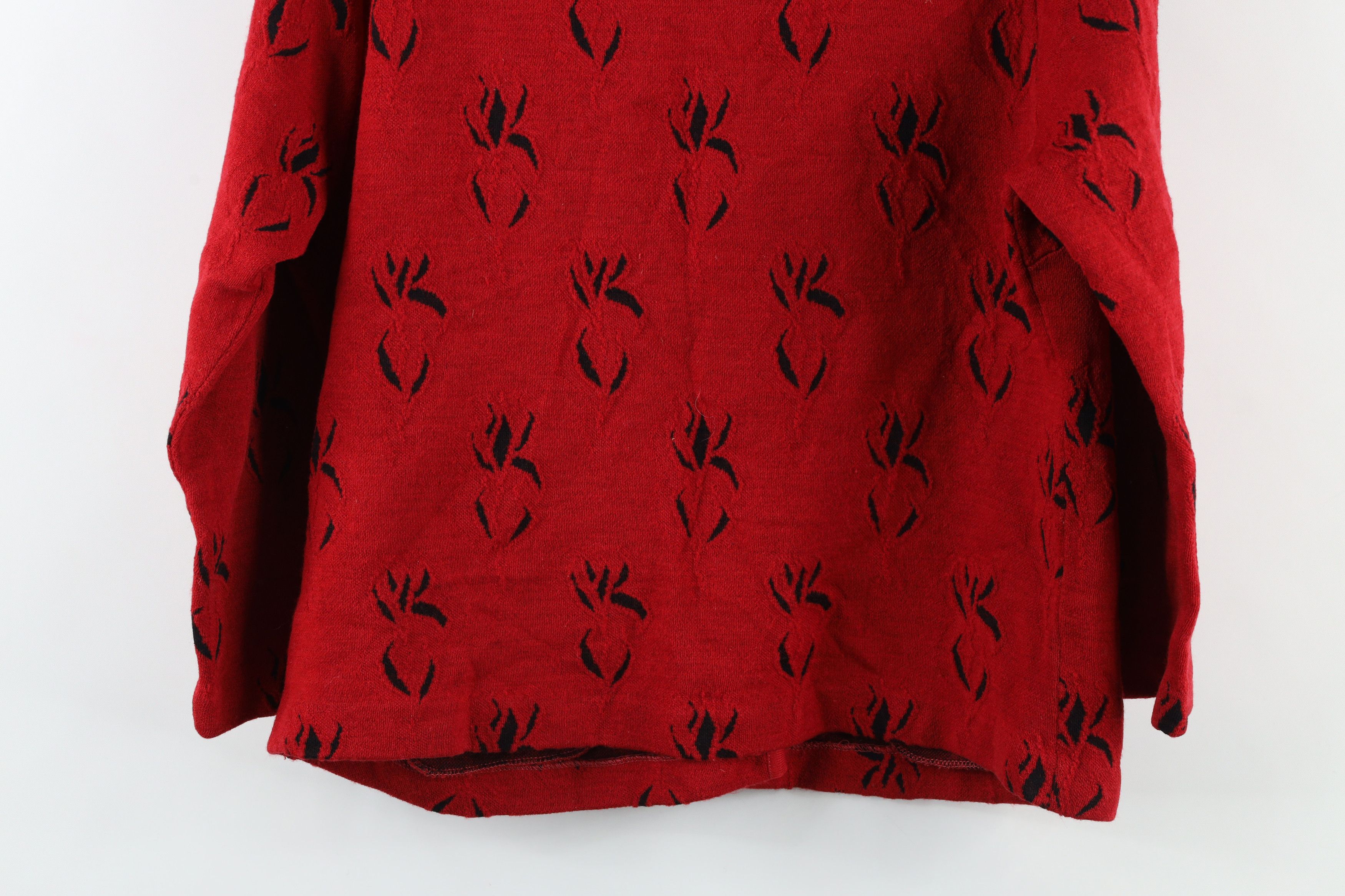 Vintage Vintage 50s 60s Rockabilly Flower Cardigan Sweater Paris Red Size S / US 4 / IT 40 - 8 Thumbnail