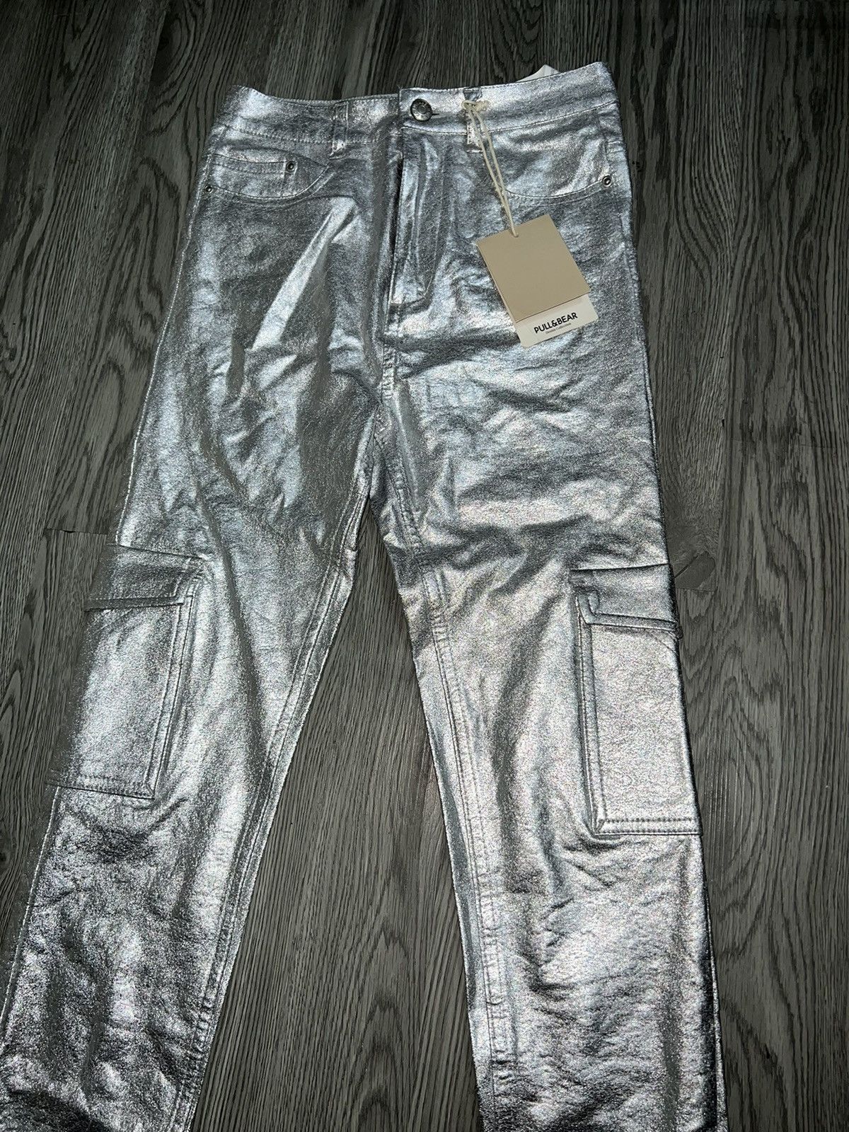 Designer Y2k pull&bear silver skinny pants 🪩💗 Size 24" / US 00 / IT 34 - 7 Thumbnail
