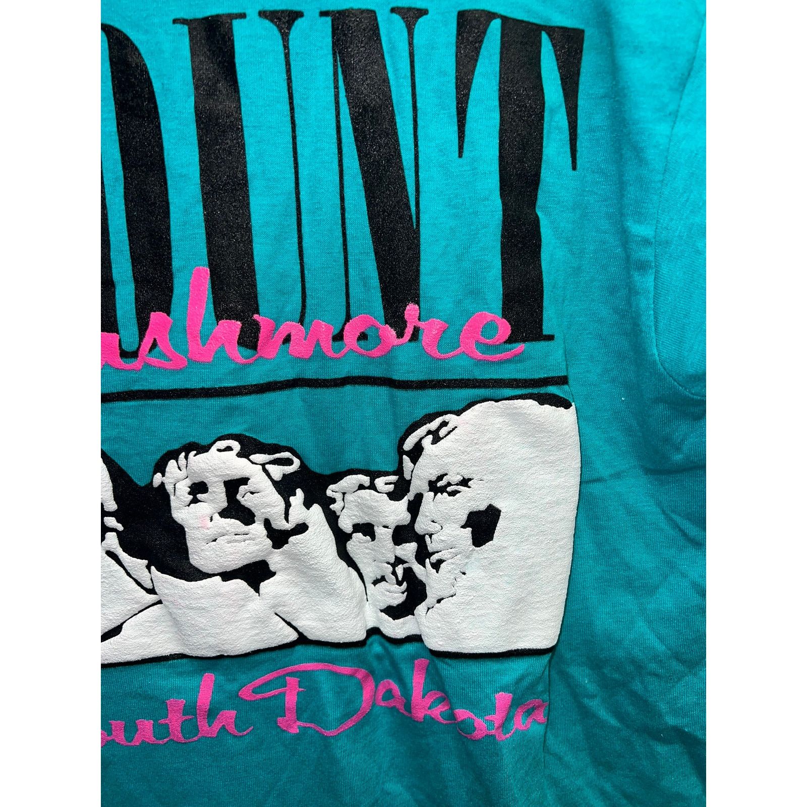 Jerzees Vintage Mouth Rushmore Shirt South Dakota Teal Tee 80s M Size US M / EU 48-50 / 2 - 3 Thumbnail