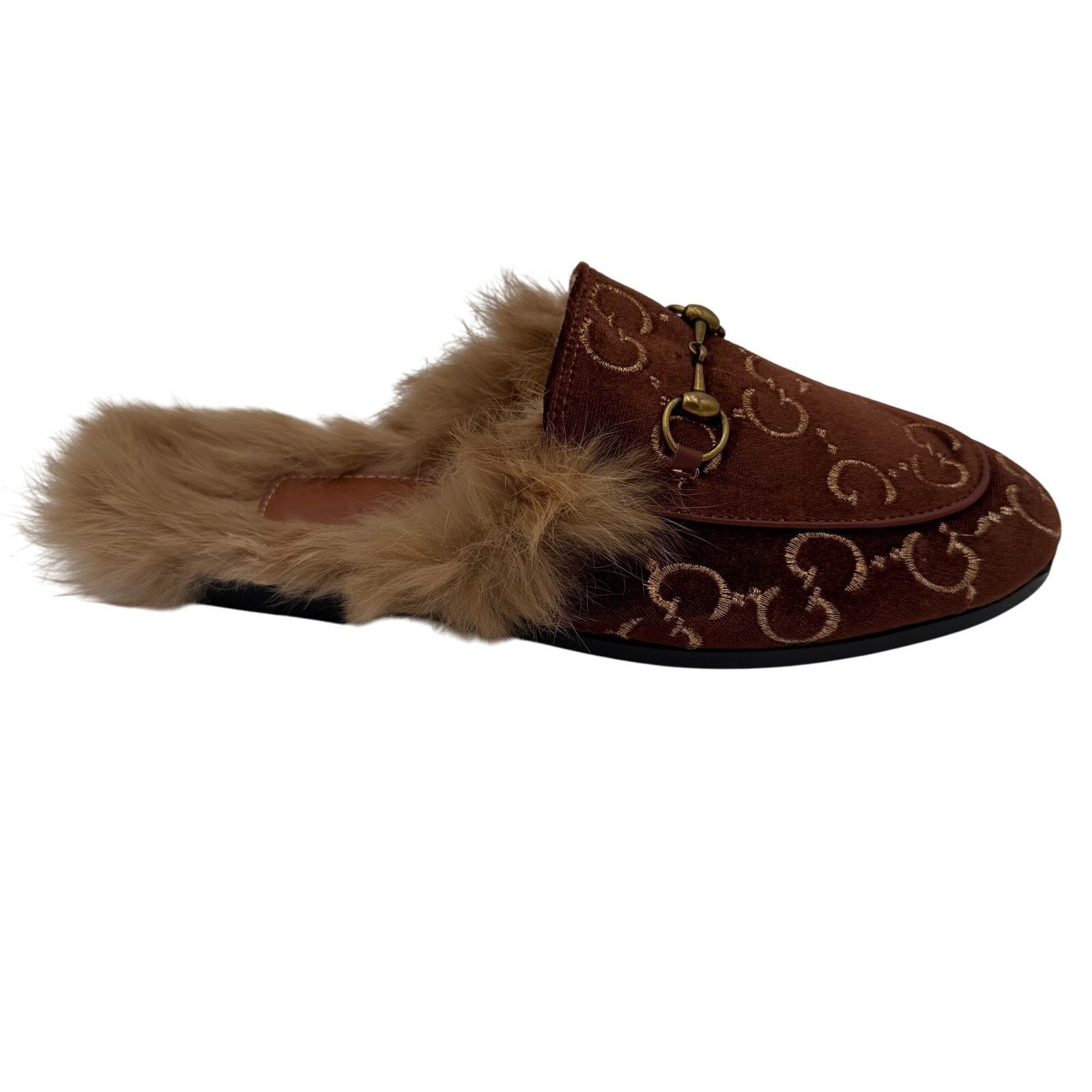 Gucci 40 Gucci Princetown Velvet GG Slipper Lamb Mules RIGHT ONLY Size US 9.5 / IT 39.5 - 2 Thumbnail