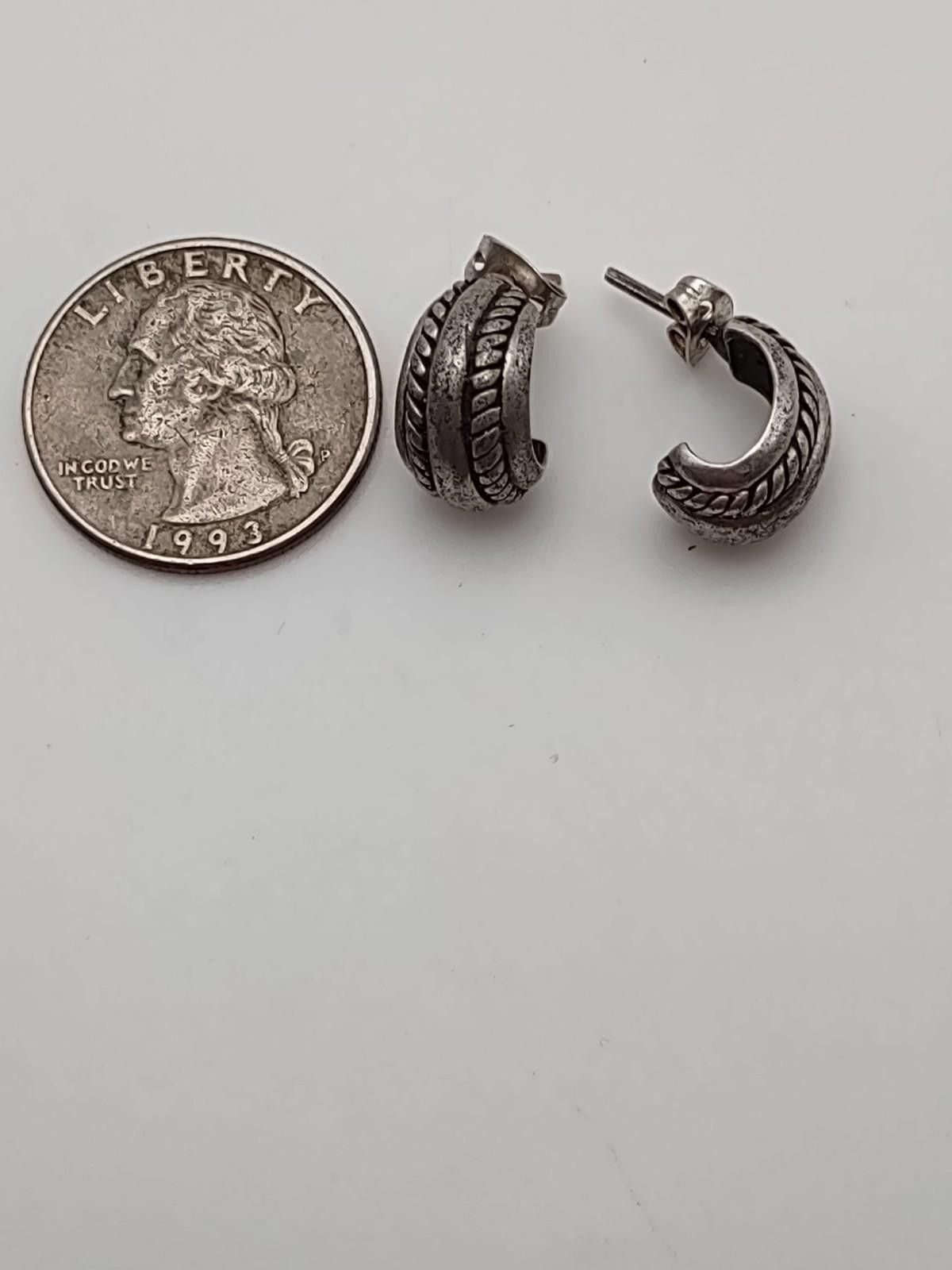 The Unbranded Brand Sterling Silver Twisted Rope Hoop Earrings 6.6g 925 Size ONE SIZE - 2 Thumbnail