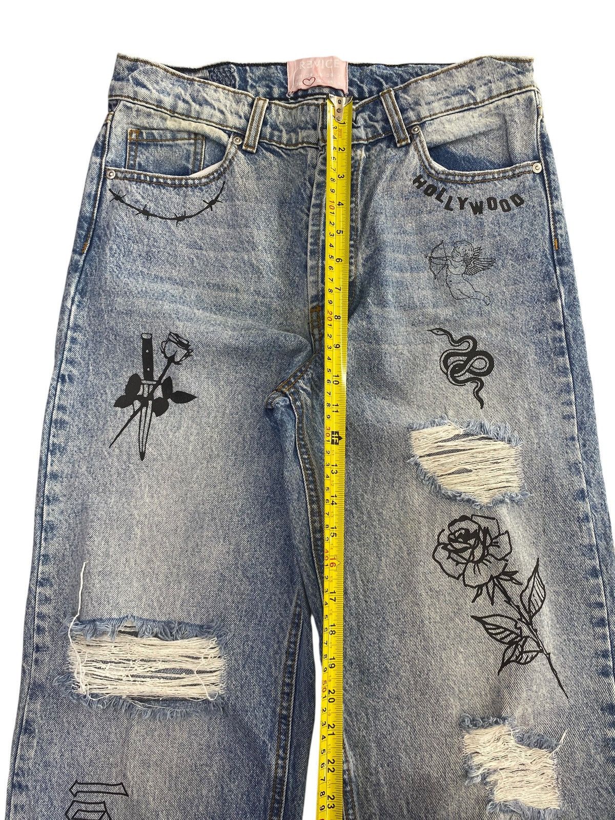 Other Revice Japanese Brand Acid Blue Wash Style Painted Jeans Size US 32 / EU 48 - 8 Thumbnail