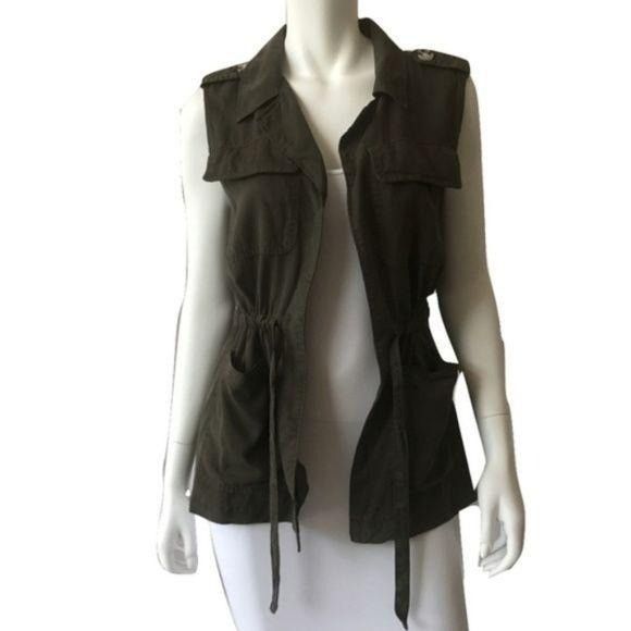 Sanctuary Sanctuary Olive Green Sleeveless Tencel Cargo Vest Size S / US 4 / IT 40 - 1 Thumbnail