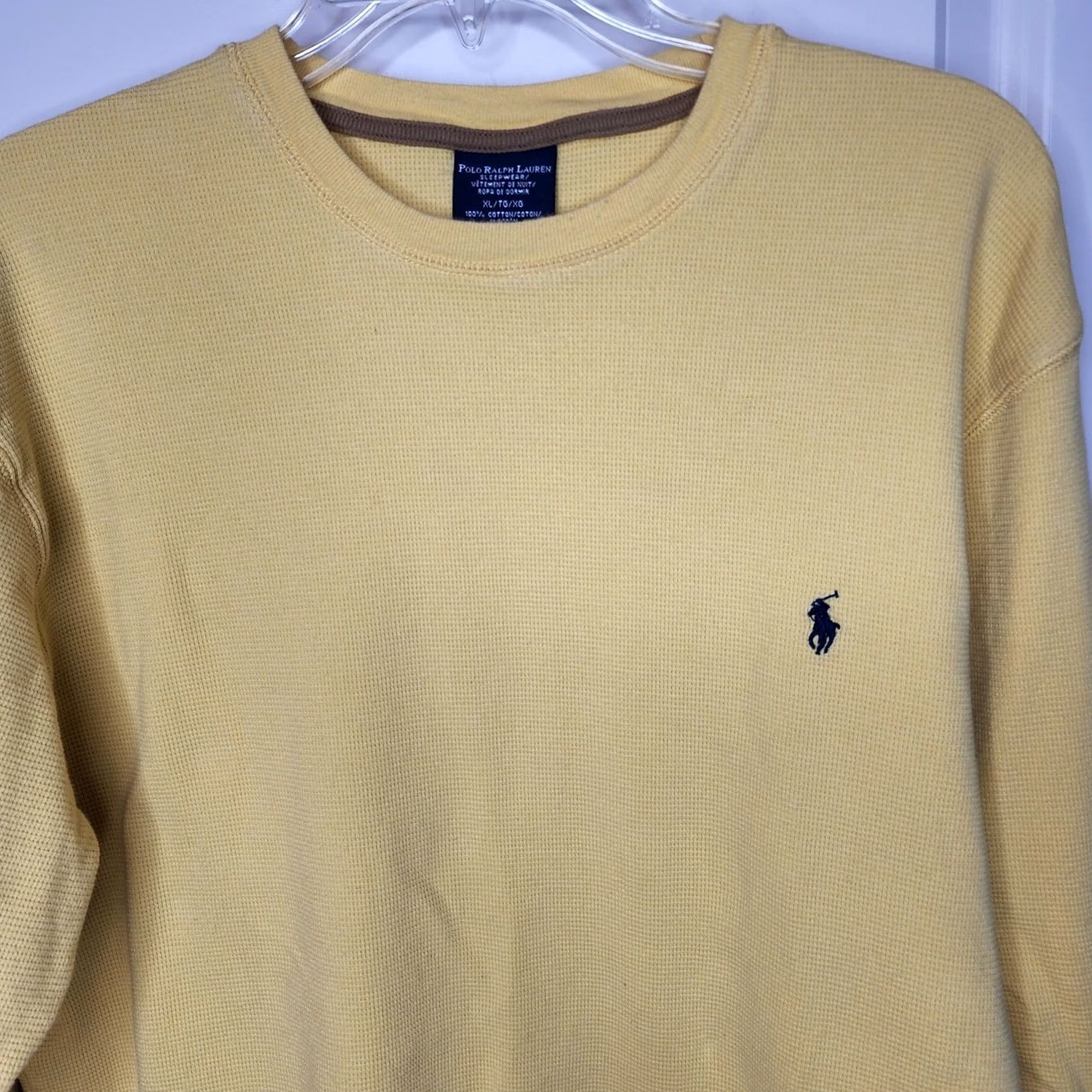 Polo Ralph Lauren Polo Ralph Lauren Top Mens XL Yellow Pajama Thermal Waffle Knit Sleepwear Size US XL / EU 56 / 4 - 2 Thumbnail