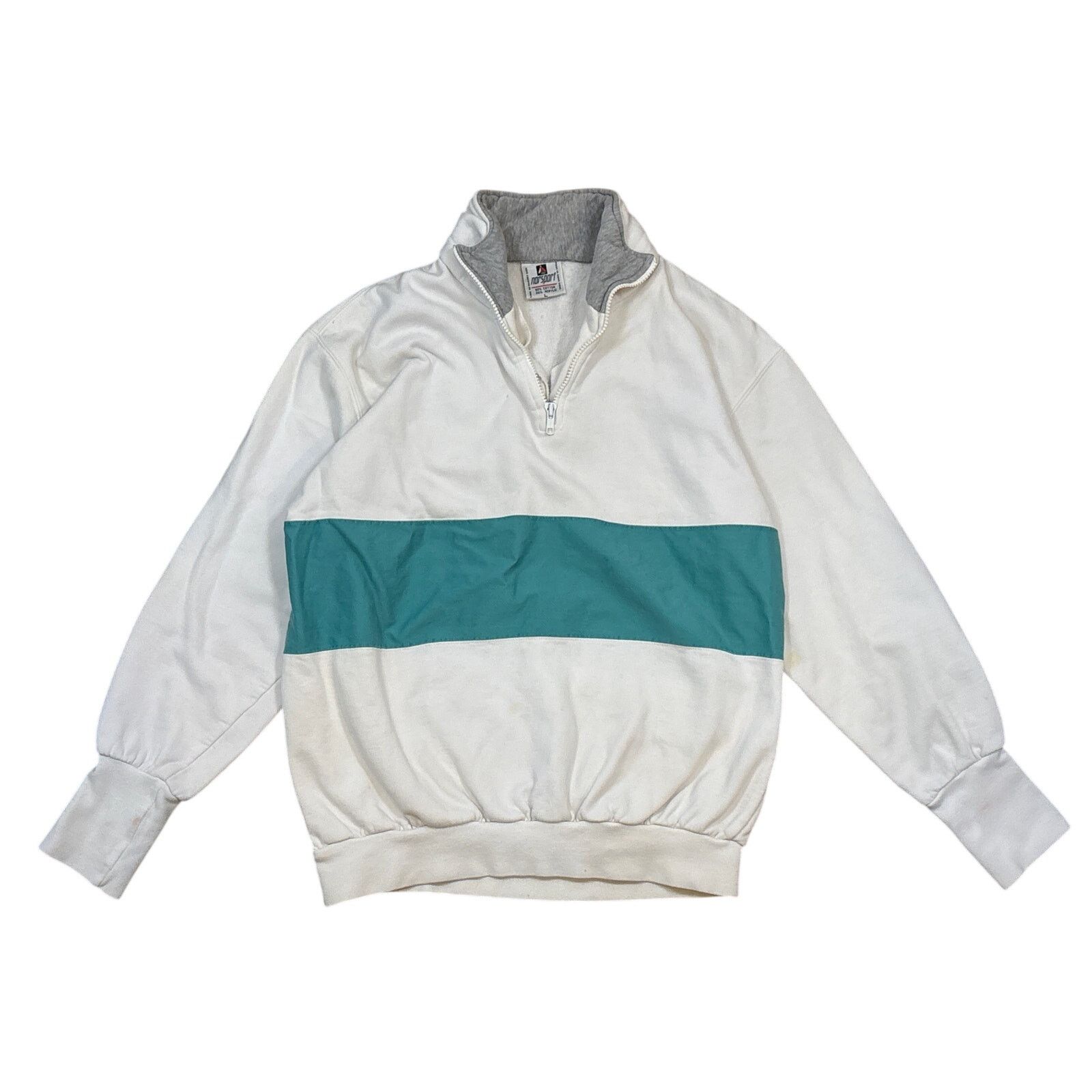 Nordstrom Vintage 80s Norsport 1/4 zip sweatshirt yacht style Large Size XL / US 12-14 / IT 48-50 - 1 Thumbnail