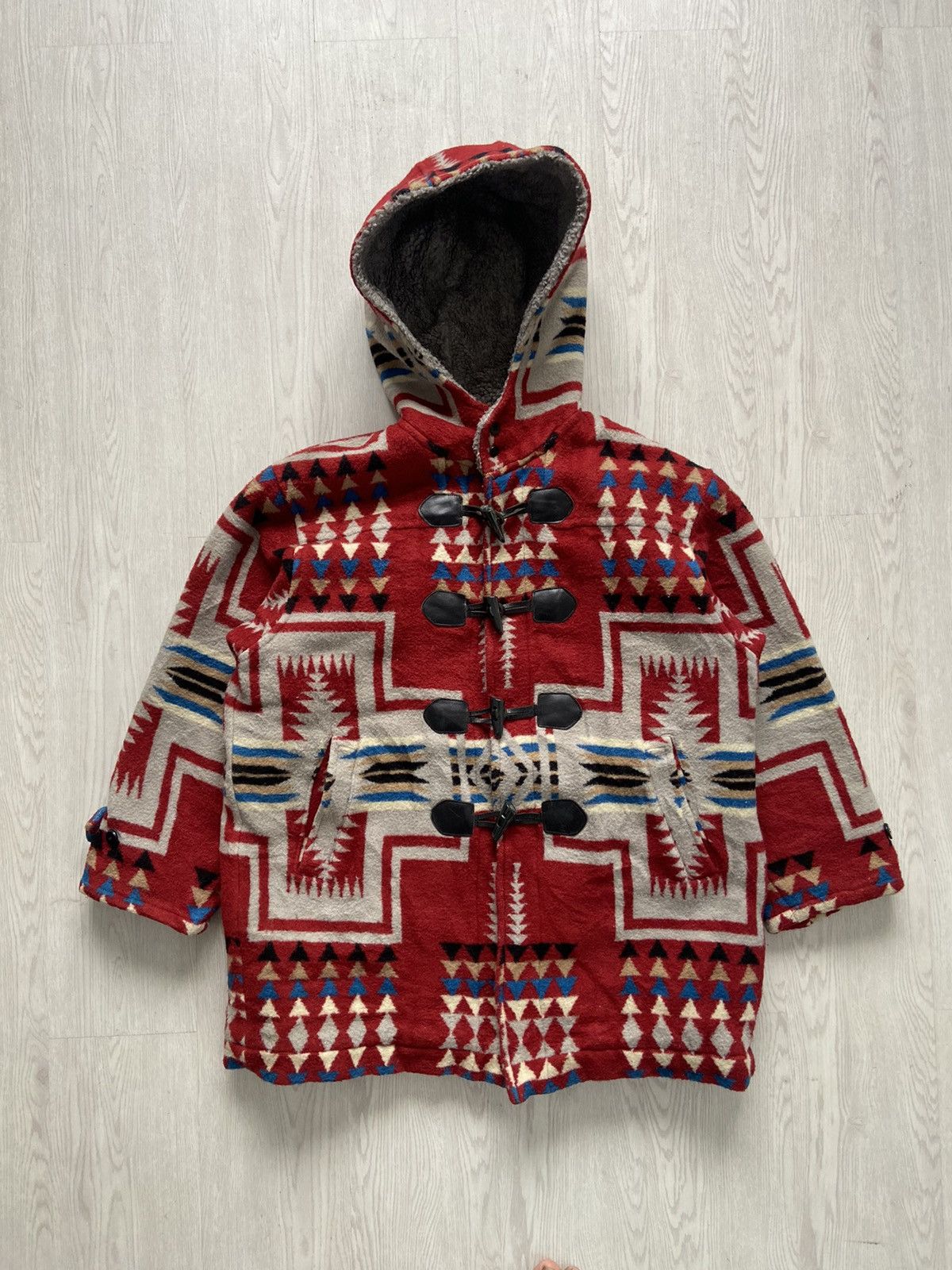 Aztech Mountain × Pendleton Vintage 1990’s First Braud Navajo Native Wool Duffle Jacket Size US L / EU 52-54 / 3 - 1 Thumbnail