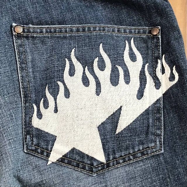 Bape × Nigo Fire BAPE STA Denim Shorts a bathing ape flame NIGO ★size S Size US 30 / EU 46 - 4 Thumbnail
