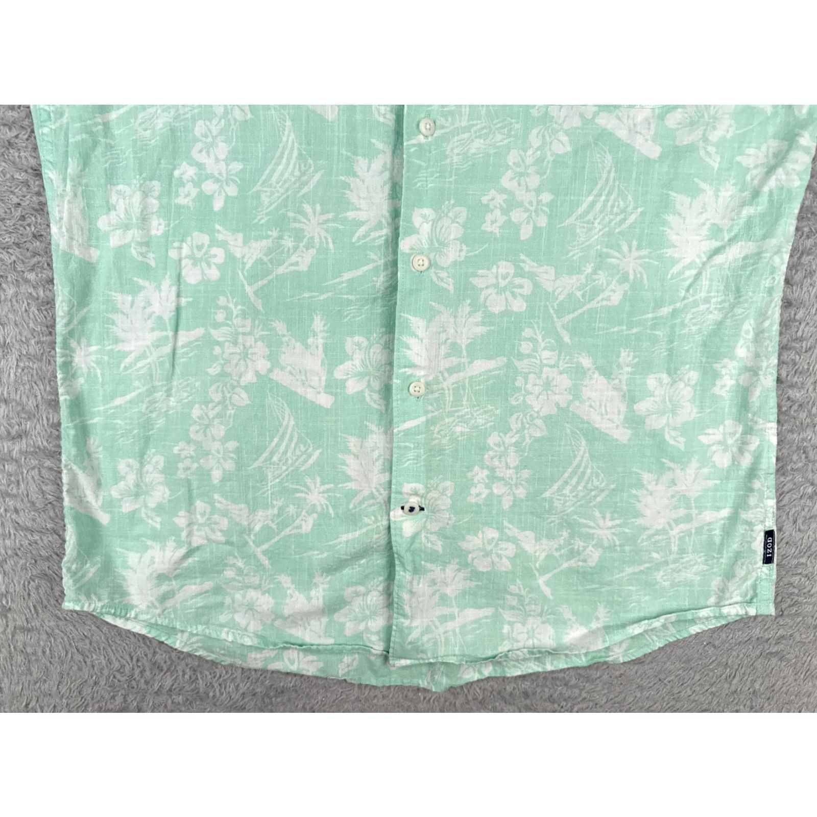 Izod VINTAGE IZOD Saltwater Shirt Men L Blue Floral Palm Parrot Button-Up Cotton Hawaiian Shirt (Adult) Large Blue Floral Hawaiian Size US L / EU 52-54 / 3 - 5 Thumbnail