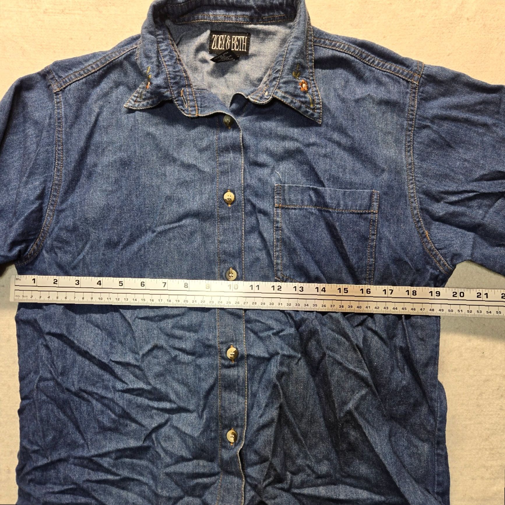 Denime Zoey Beth Shirt Denim Blue Floral Button Up Adult Women M Medium Size M / US 6-8 / IT 42-44 - 6 Thumbnail