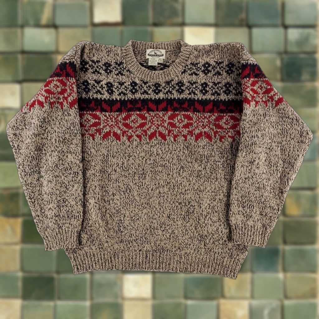 Eddie Bauer Legends VTG Y2K 100% Wool Nordic Sweater Brown Mens XL Pullover Wool Sweater Men XL Brown Multicolor?