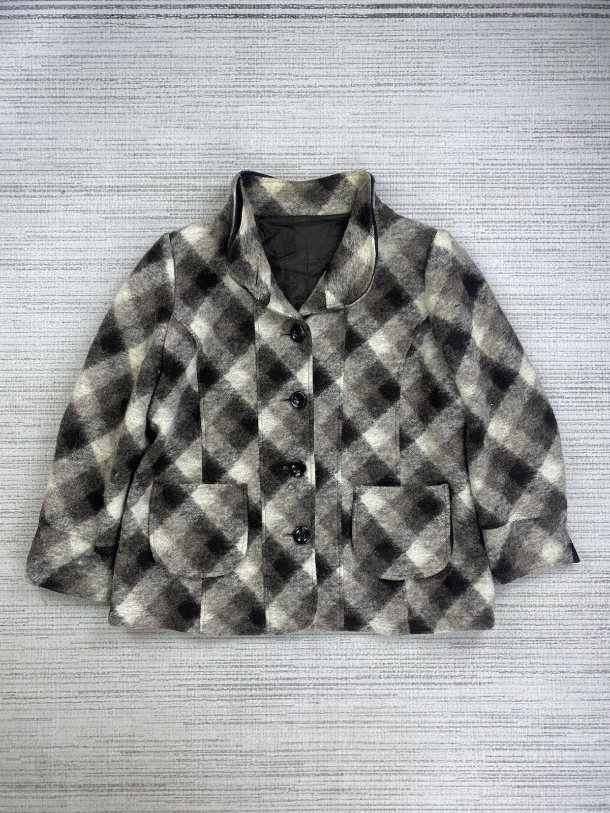 Designer × Japanese Brand × Vintage Vintage Sun Gleam Japanese Brand Grey Plaid Mohair Jacket Size US M / EU 48-50 / 2 - 5 Thumbnail