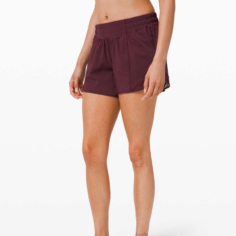 image of Lululemon Hotty Hot Short Ii Long 4" Cassis Reflective 8 in Red, Women's (Size 30)