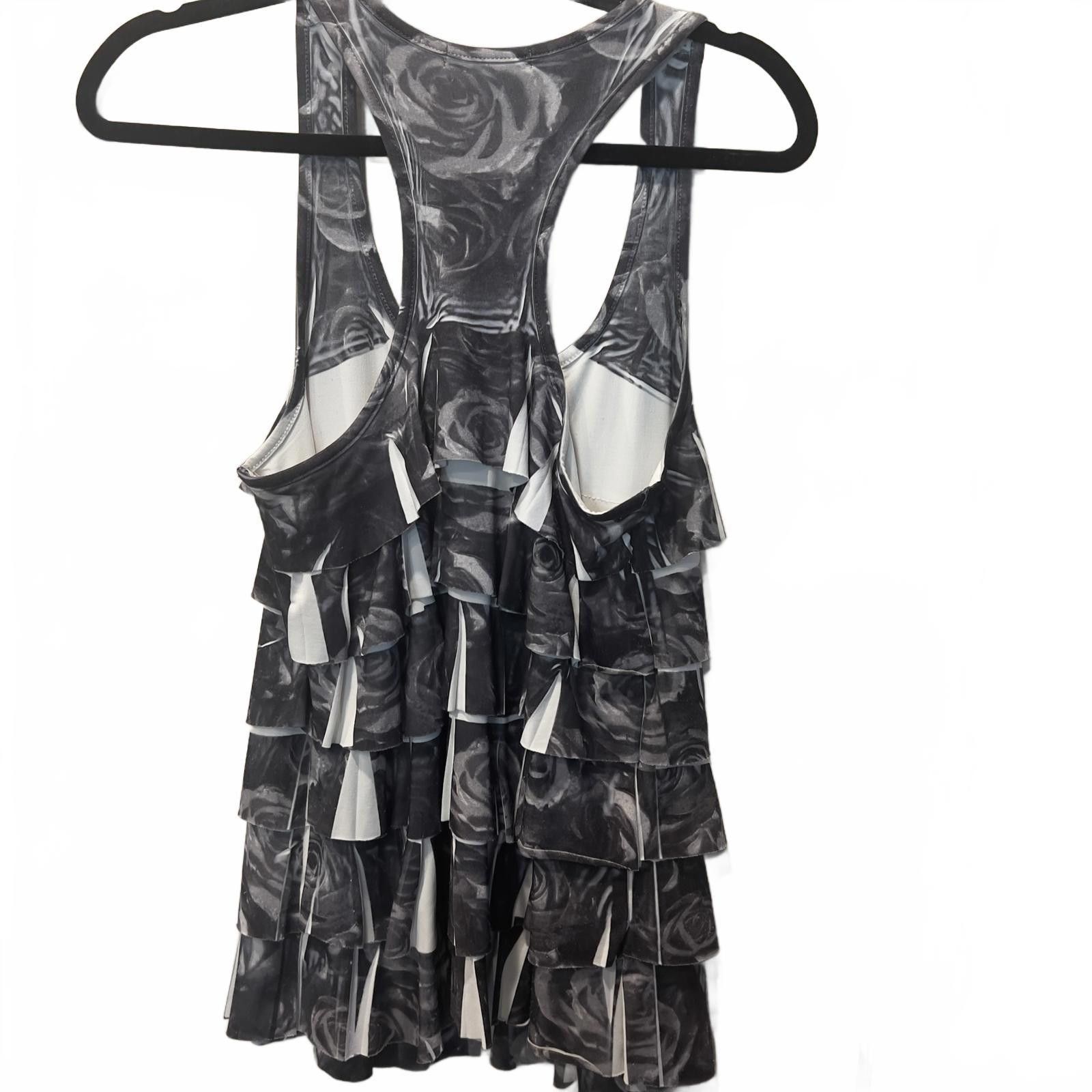 Other twentyone Women's Ruffled Black and White Tank Top, Size M Size M / US 6-8 / IT 42-44 - 2 Thumbnail