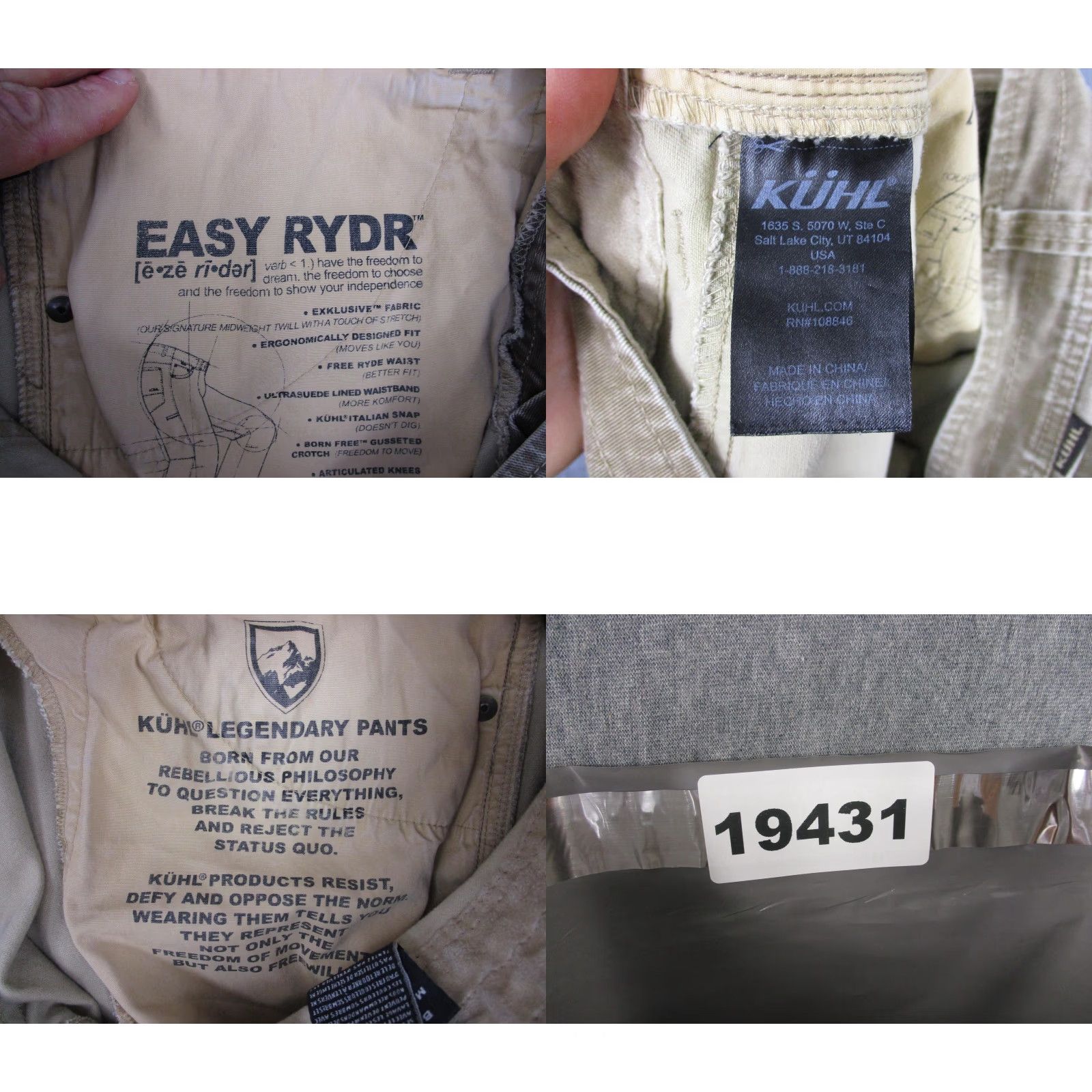 Vintage Kuhl Easy Rydr Pants Mens 33x32 Brown Canvas Outdoor Workwear Stretch Khakis Straight Front Regular Mens Size US 33 - 10 Thumbnail