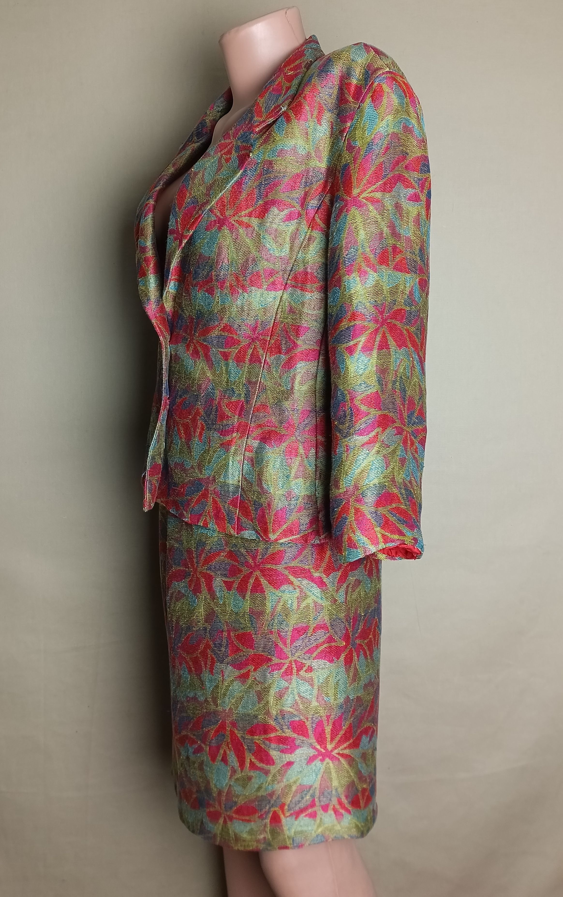 Missoni × Vintage MISSONI Donna Floral Print Linen Blend Skirt Suit IT44 Size M / US 6-8 / IT 42-44 - 4 Thumbnail