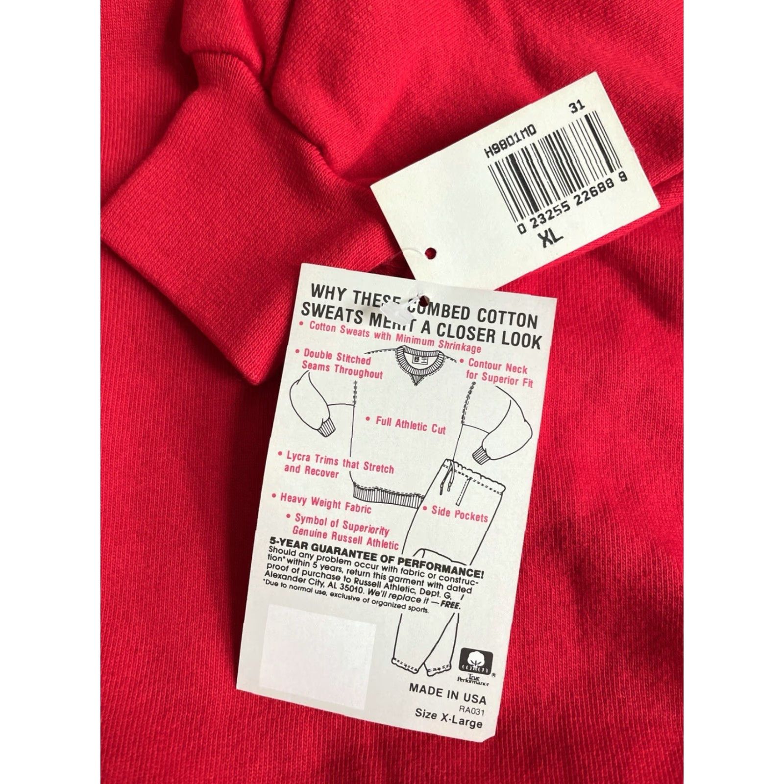 Russell Athletic VINTAGE Russell Athletic Sweatshirt Mens XL High Cotton Crewneck Deadstock NWT 90s Red Eagle Logo Front Left Embroidered Unique 90s Sweatshirt Size US XL / EU 56 / 4 - 3 Thumbnail