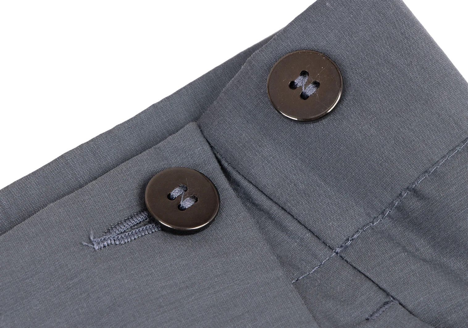 Emporio Armani Silk-Cotton Side Button Tuck Pants in Blue Gray Size 50 Size US 34 / EU 50 - 4 Thumbnail