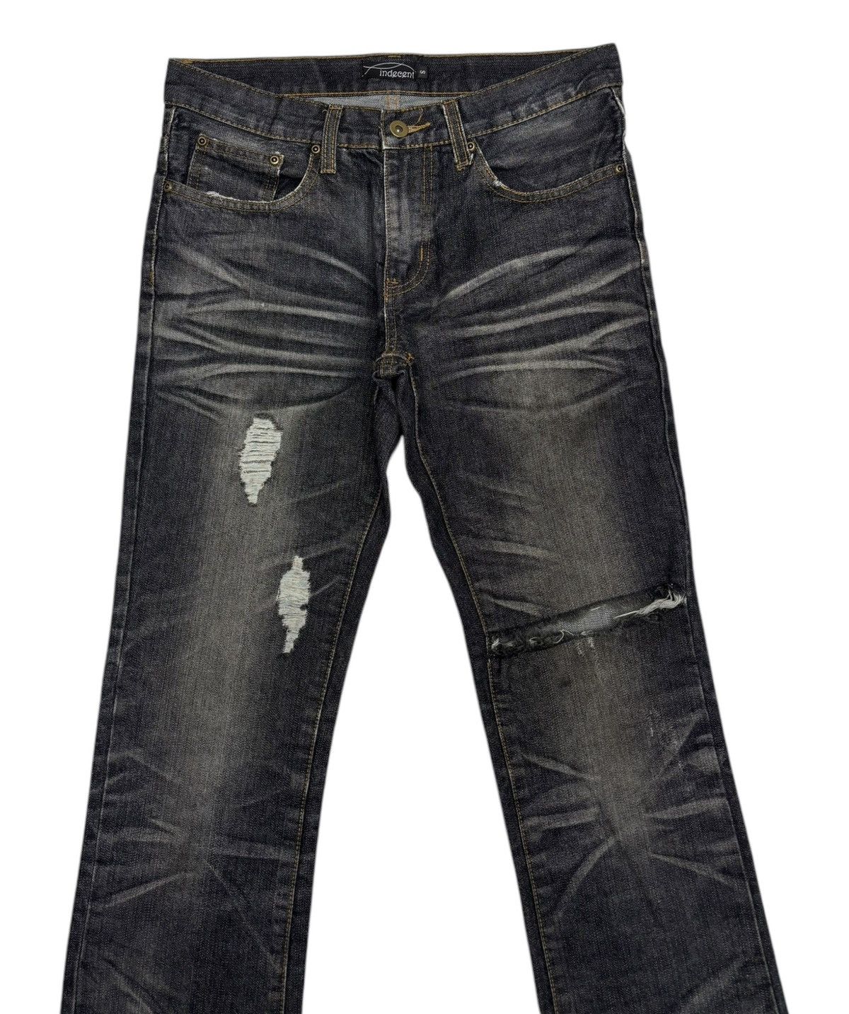 Hysteric Glamour × Japanese Brand 🔥INDECENT FLARE SLIM JEAN WHISKER CLAWMARK DISTRESS DENIM Size US 30 / EU 46 - 3 Thumbnail