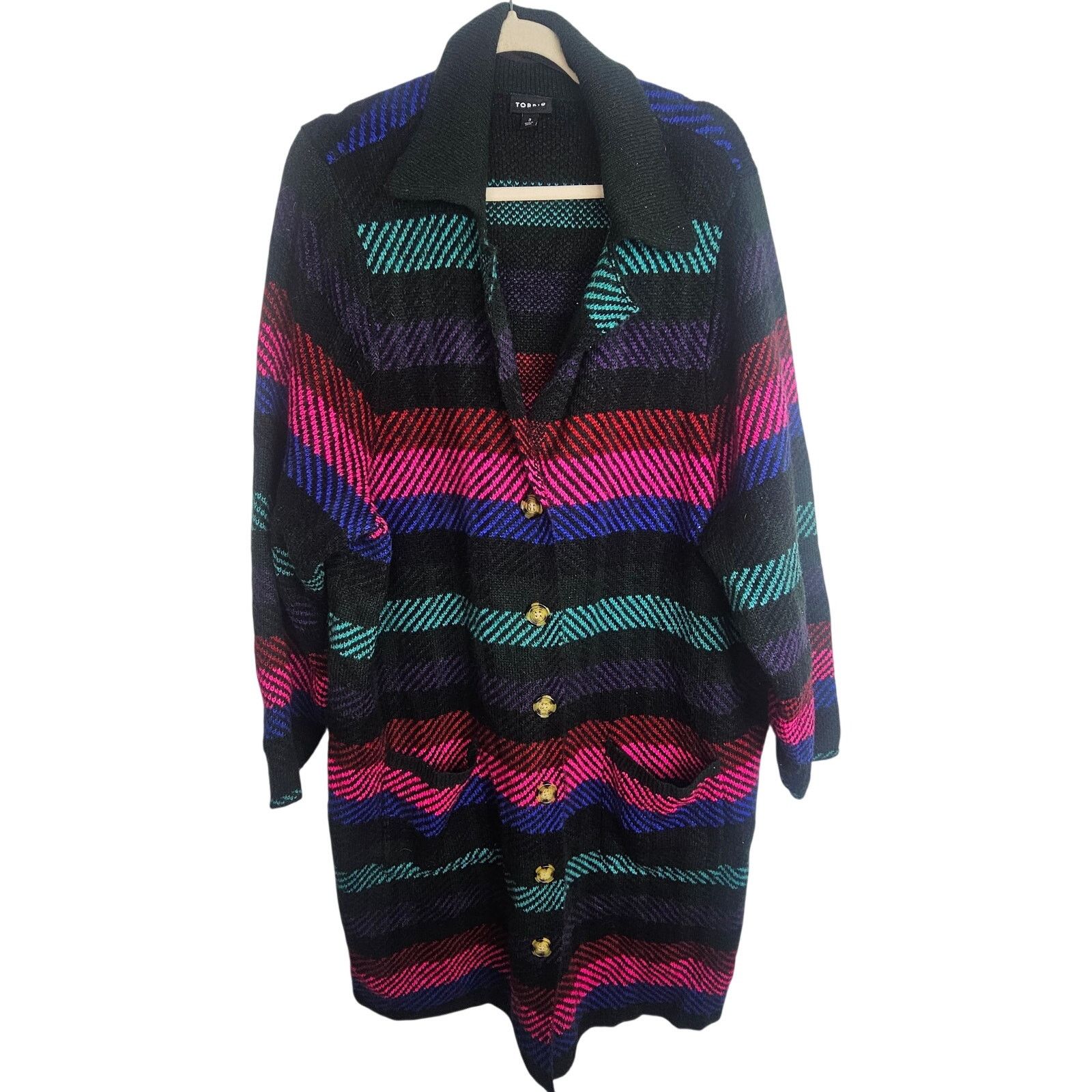 Torrid Torrid Womens Striped Coatigan Sweater Jacket 3X Whimsigoth Size 3XL / US 20-22 - 2 Thumbnail