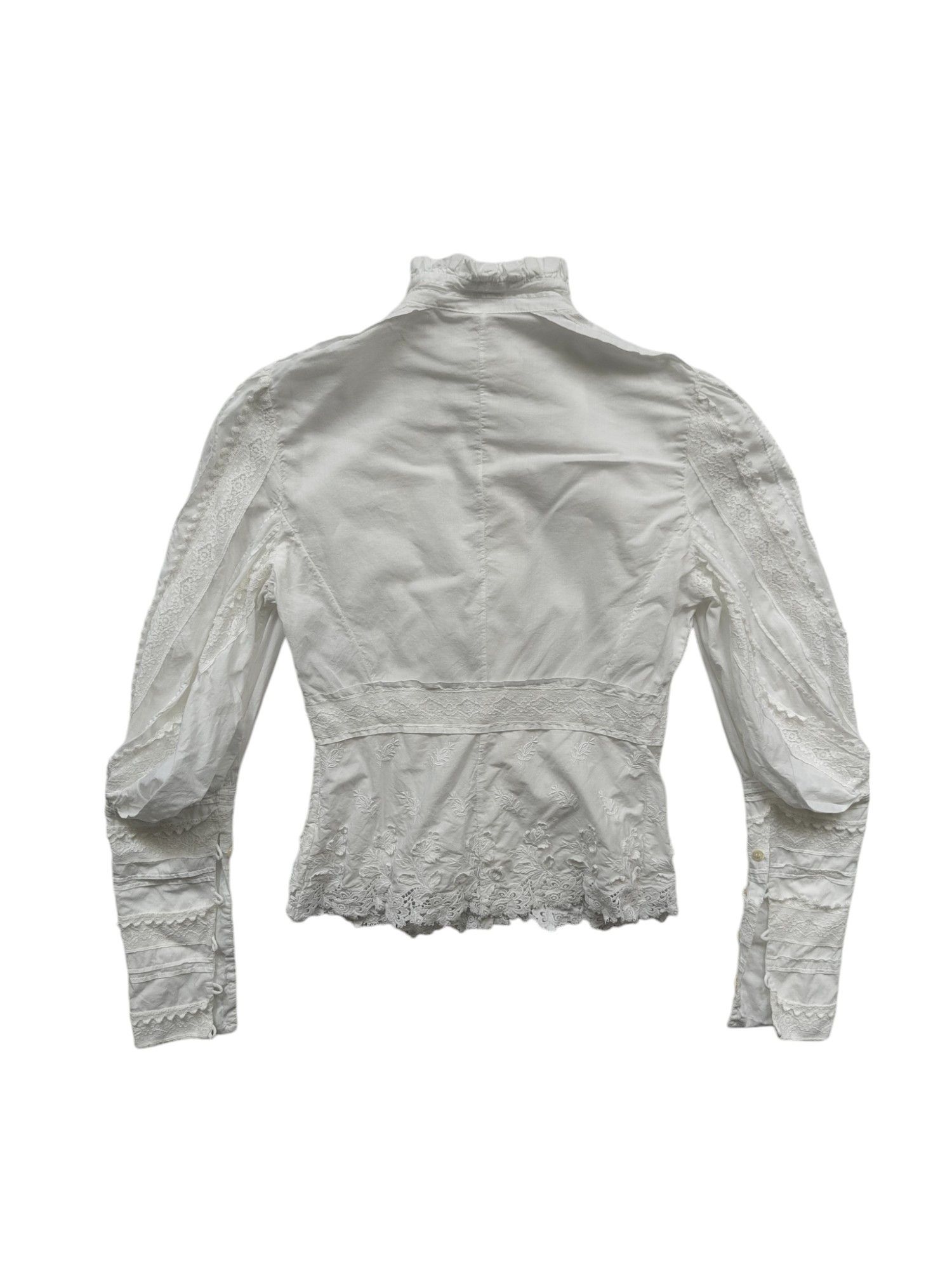 Antonio Berardi Antonio Berardi White Cotton Lace Blouse Size XS / US 0-2 / IT 36-38 - 2 Thumbnail