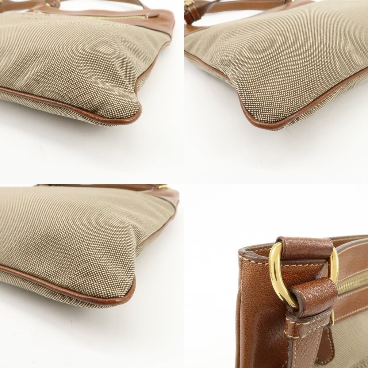 Prada Prada Logo Jacquard Leather Crossbody Bag Beige Size ONE SIZE - 5 Thumbnail