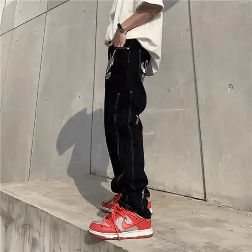 Japanese Brand × Jean High street vintage embroidered hip-hop baggy jeans Size US 34 / EU 50 - 4 Thumbnail