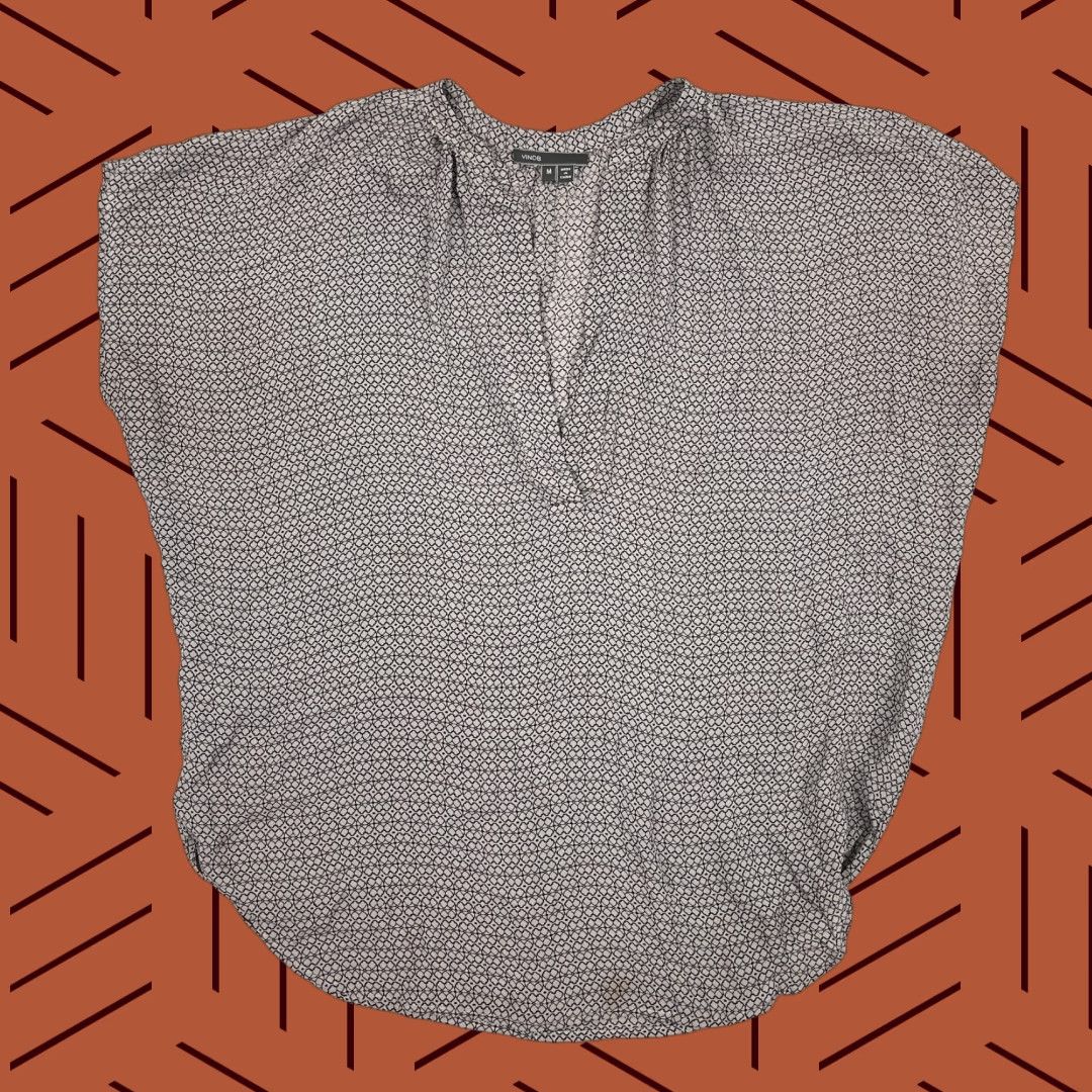 Vince Vince Blouse Top Womens M Black White Geometric Silk Semi Sheer Office Casual Size M / US 6-8 / IT 42-44 - 1 Thumbnail